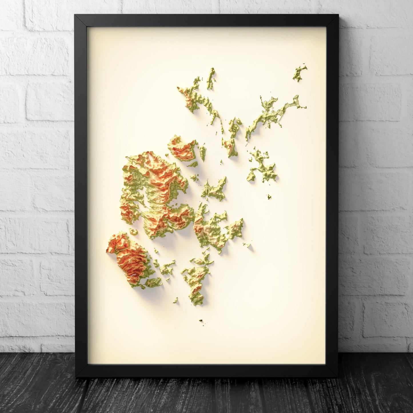 Orkney Art Relief Map - 2D Print - Scotland Geology Poster - 2D Shaded Relief Map