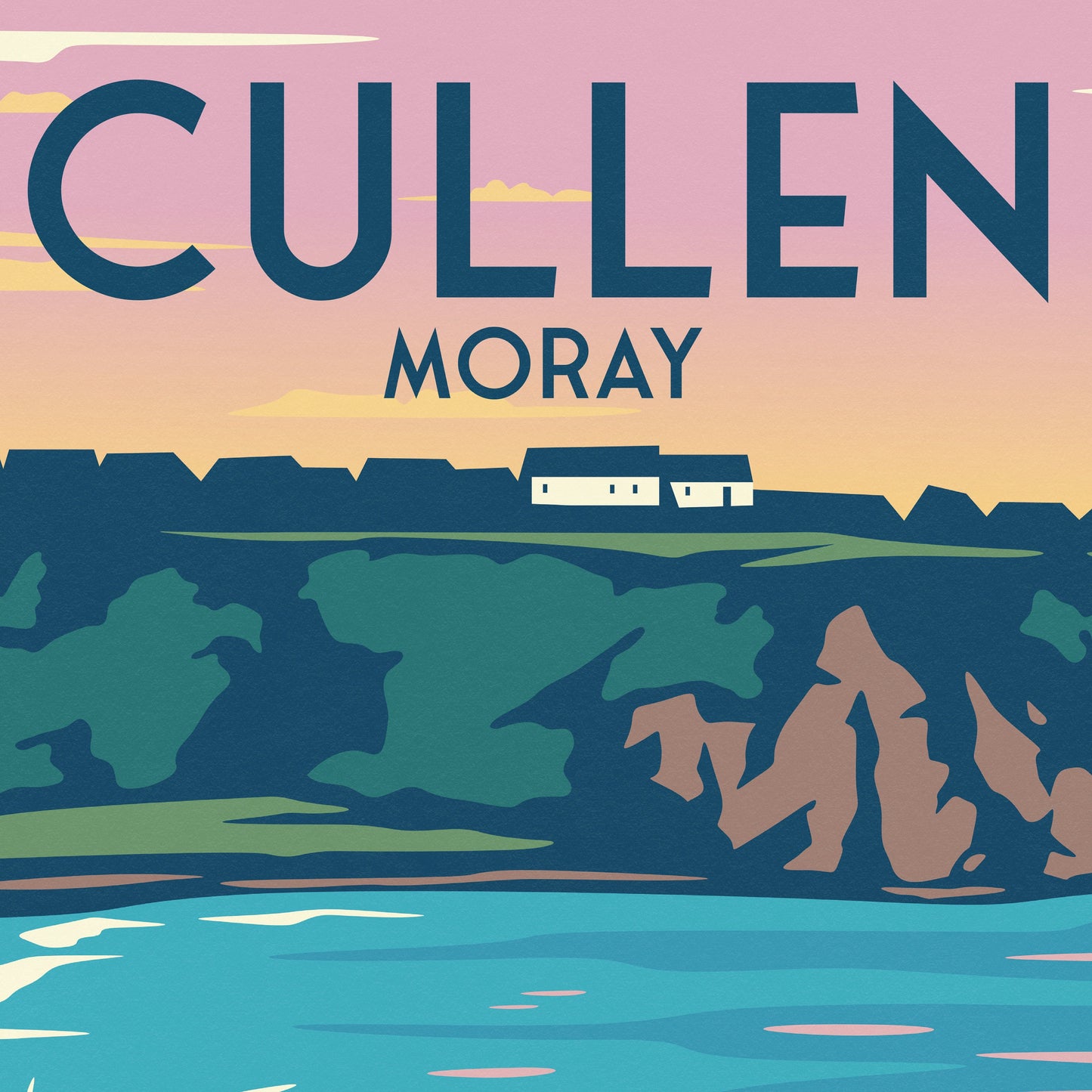 Cullen Print - Moray Firth - Scotland - Travel Poster - Three Kings - Coastal Charm