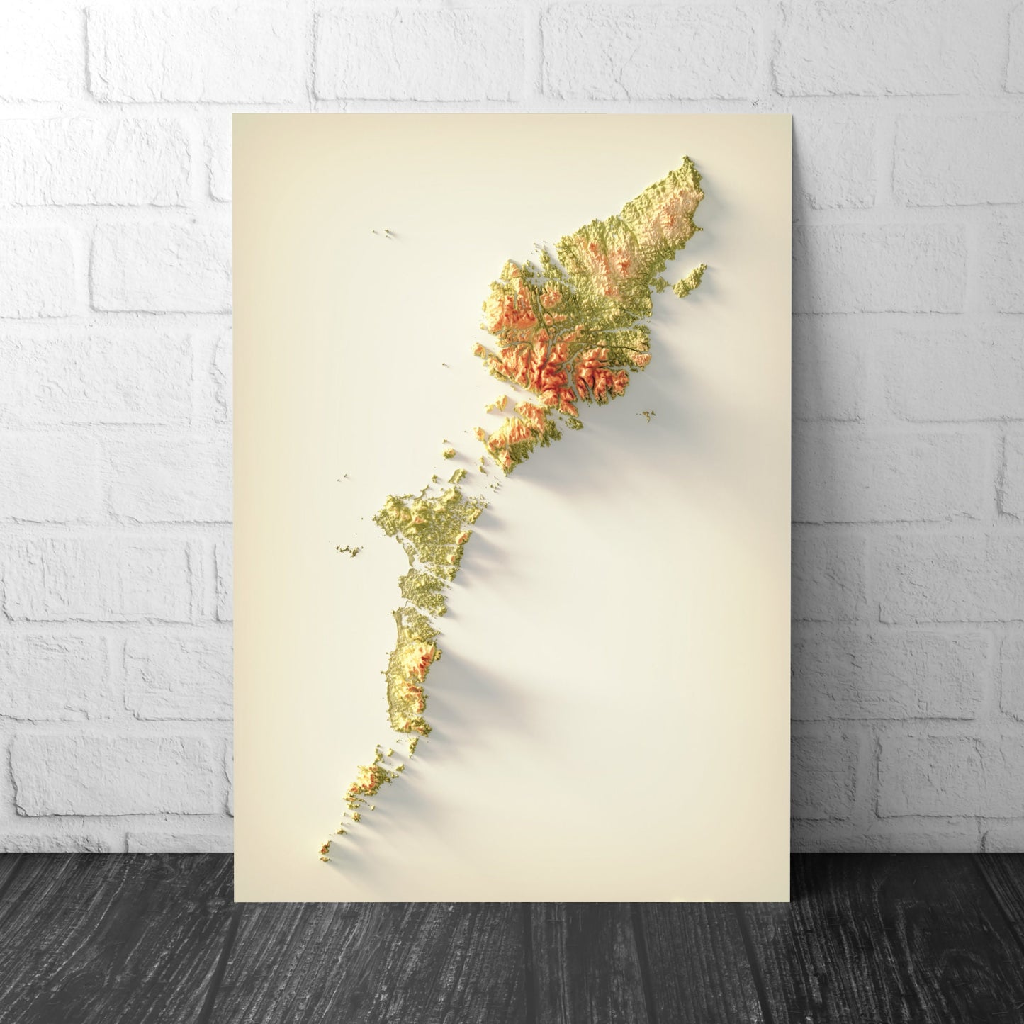 Outer Hebrides Art Relief Map - Harris and Lewis - 2D Print - Scotland Geology Poster - 2D Shaded Relief Map - Western Isles - Long Isle