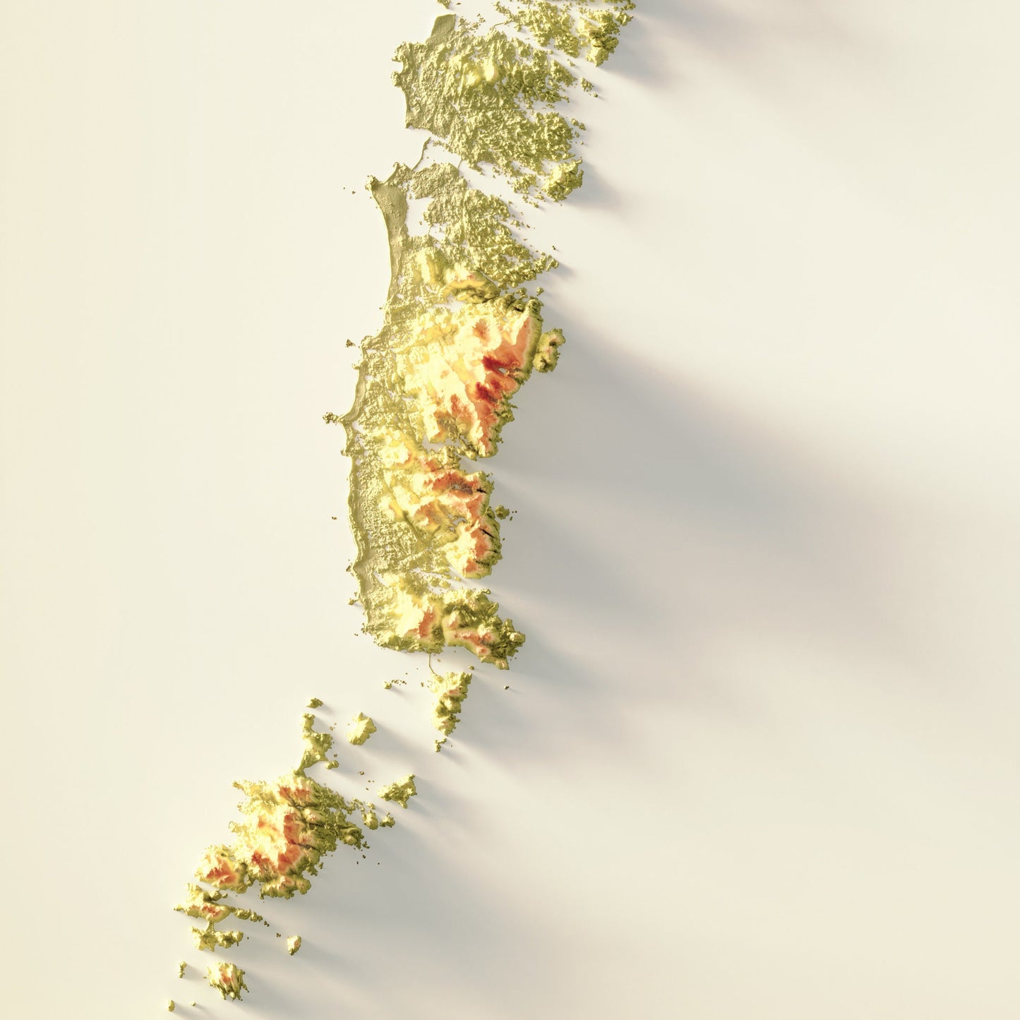 Outer Hebrides Art Relief Map - Harris and Lewis - 2D Print - Scotland Geology Poster - 2D Shaded Relief Map - Western Isles - Long Isle