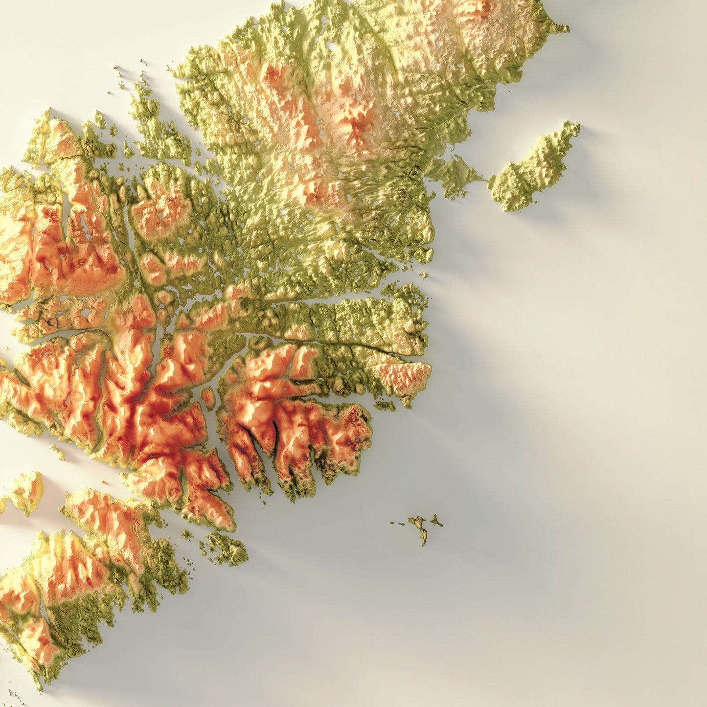 Outer Hebrides Art Relief Map - Harris and Lewis - 2D Print - Scotland Geology Poster - 2D Shaded Relief Map - Western Isles - Long Isle