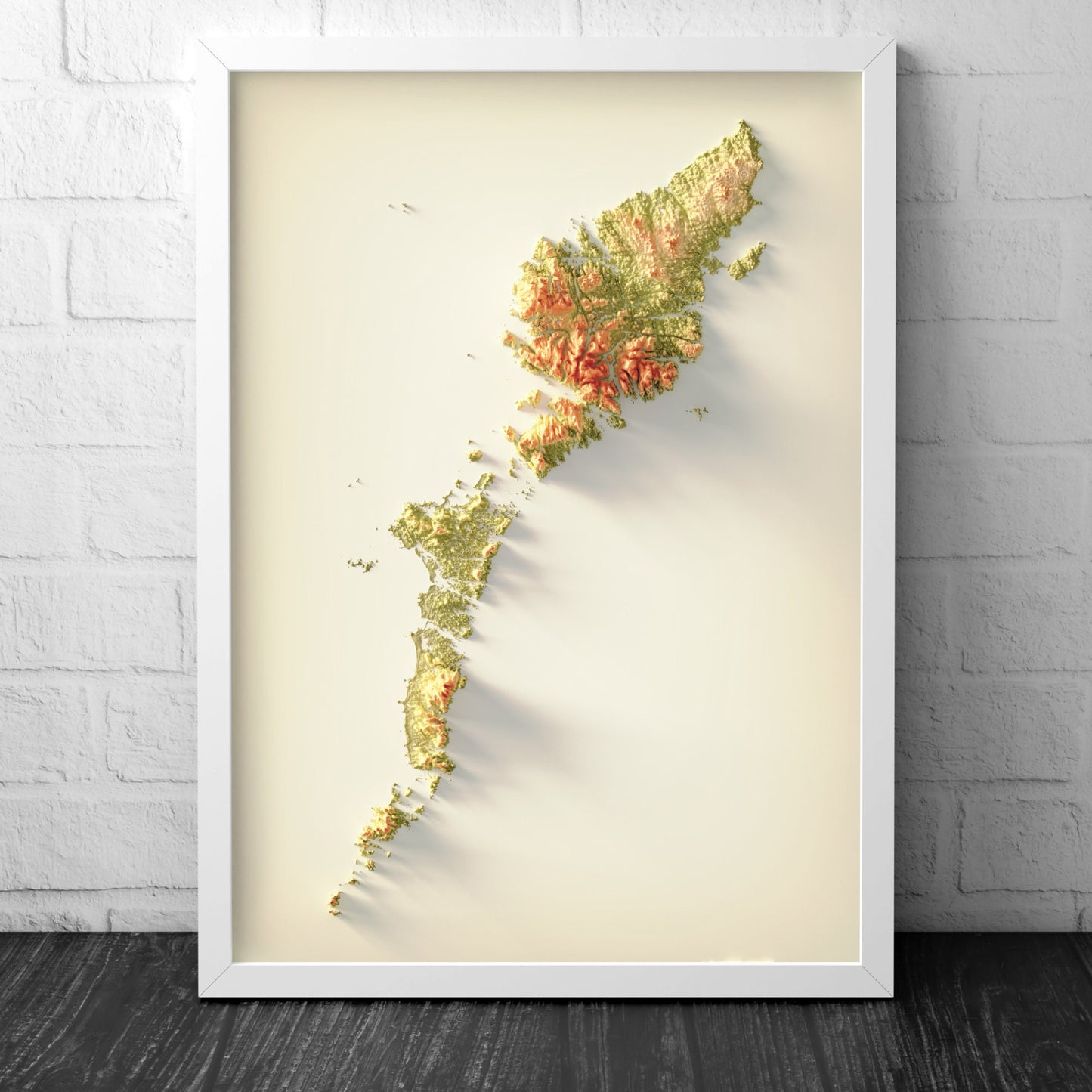 Outer Hebrides Art Relief Map - Harris and Lewis - 2D Print - Scotland Geology Poster - 2D Shaded Relief Map - Western Isles - Long Isle