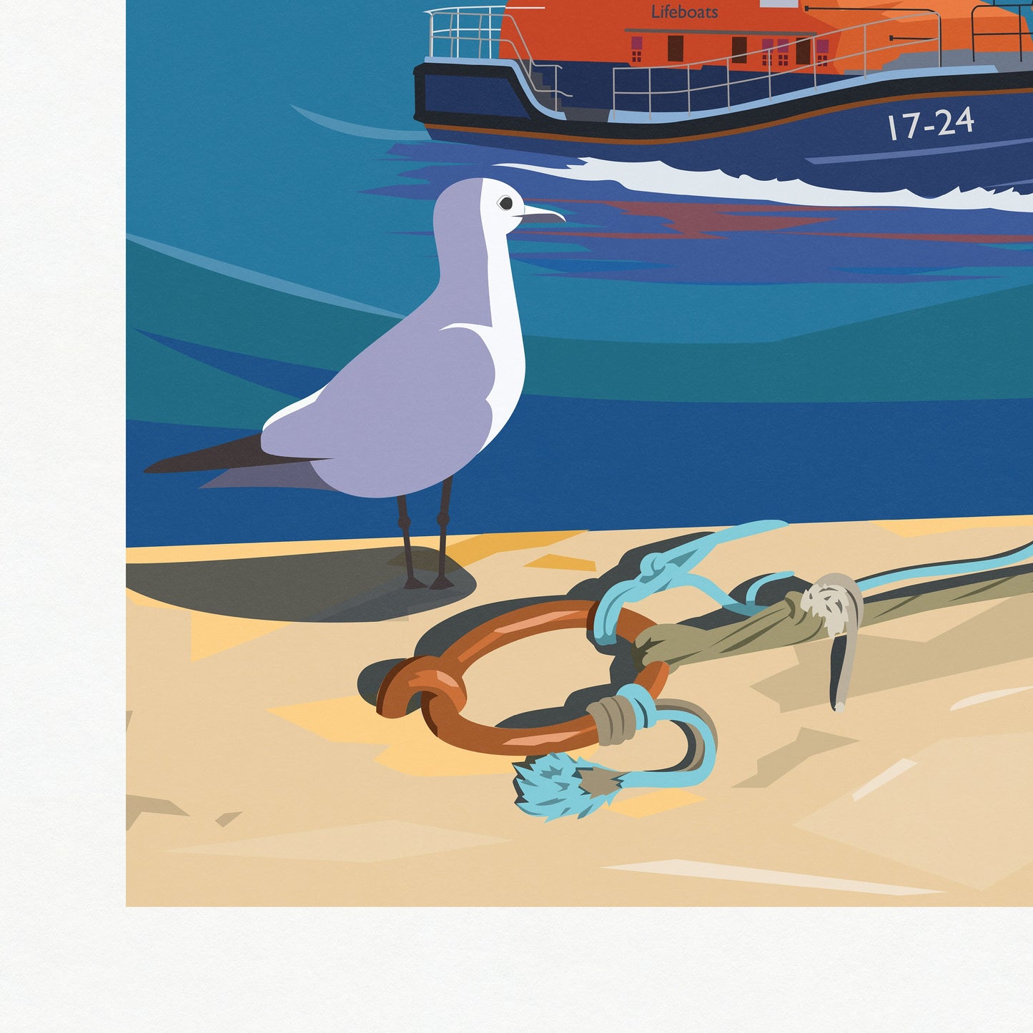 Stonehaven Print - Stonehaven Harbour - Aberdeenshire - Scotland - Lifeboat - Seagull