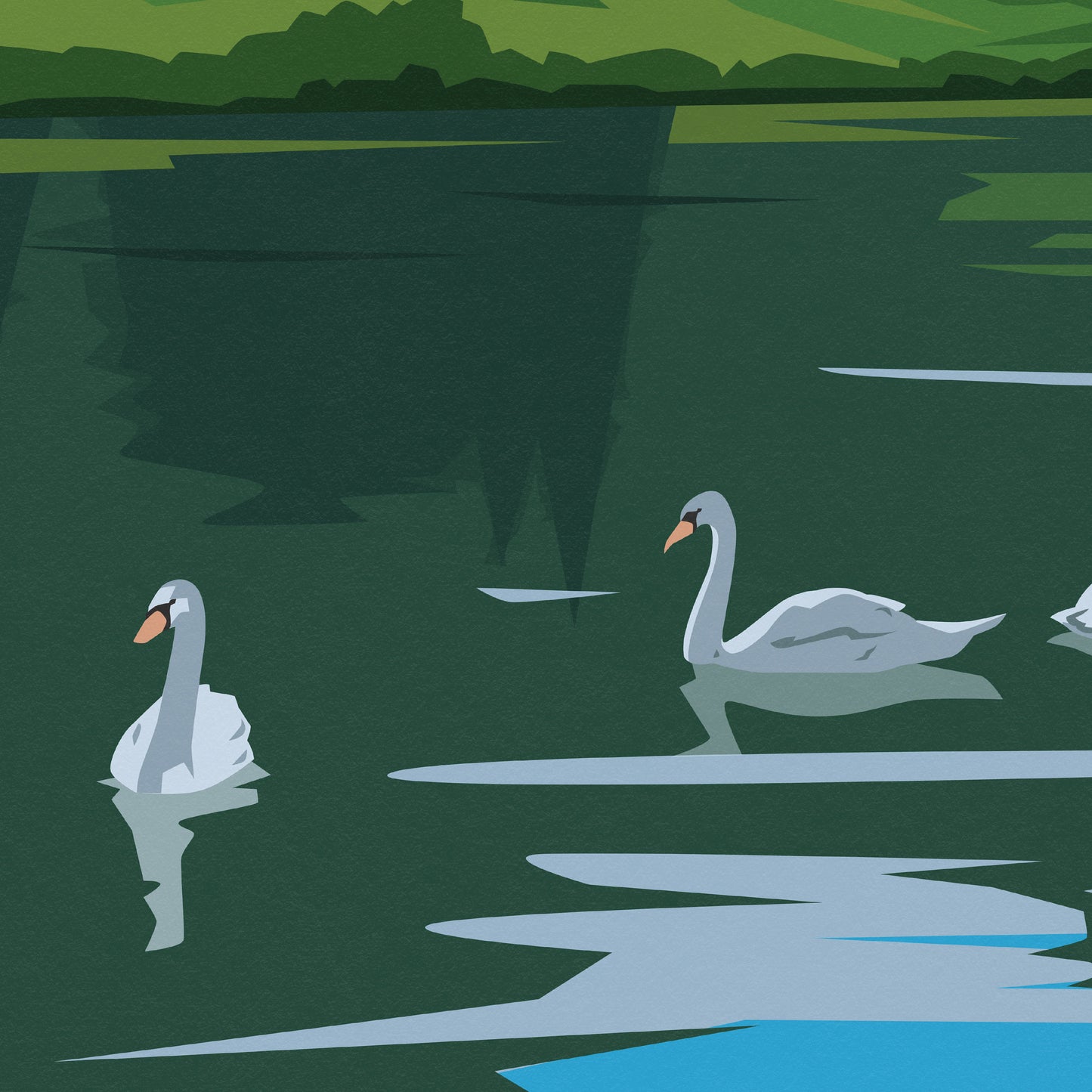 Holyrood Park, Edinburgh Travel Poster - Swans on St. Margaret's Loch - St Anthony's Chapel Ruin - Arthur's Seat - #scotland Gift
