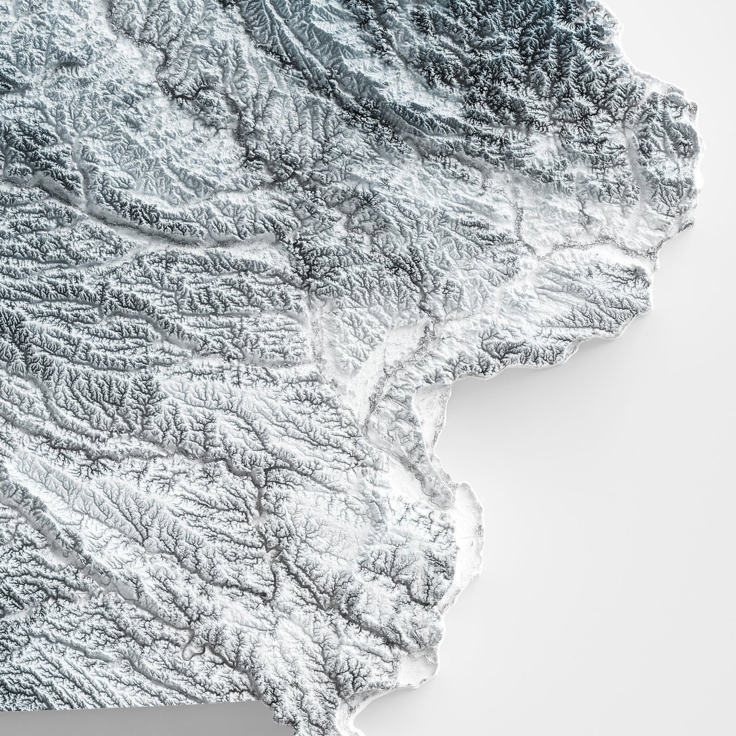 Iowa Art Relief Map - 2D Print - USA Geology - 2D Shaded Relief Map - United States of America