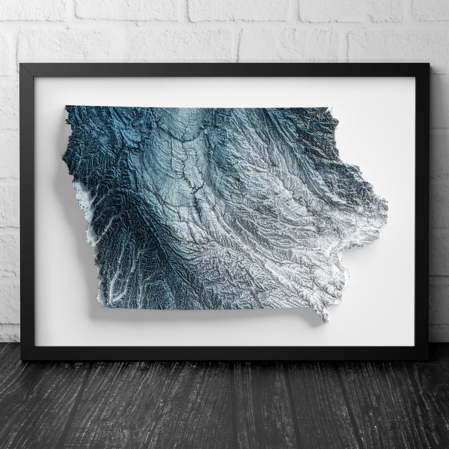 Iowa Art Relief Map - 2D Print - USA Geology - 2D Shaded Relief Map - United States of America