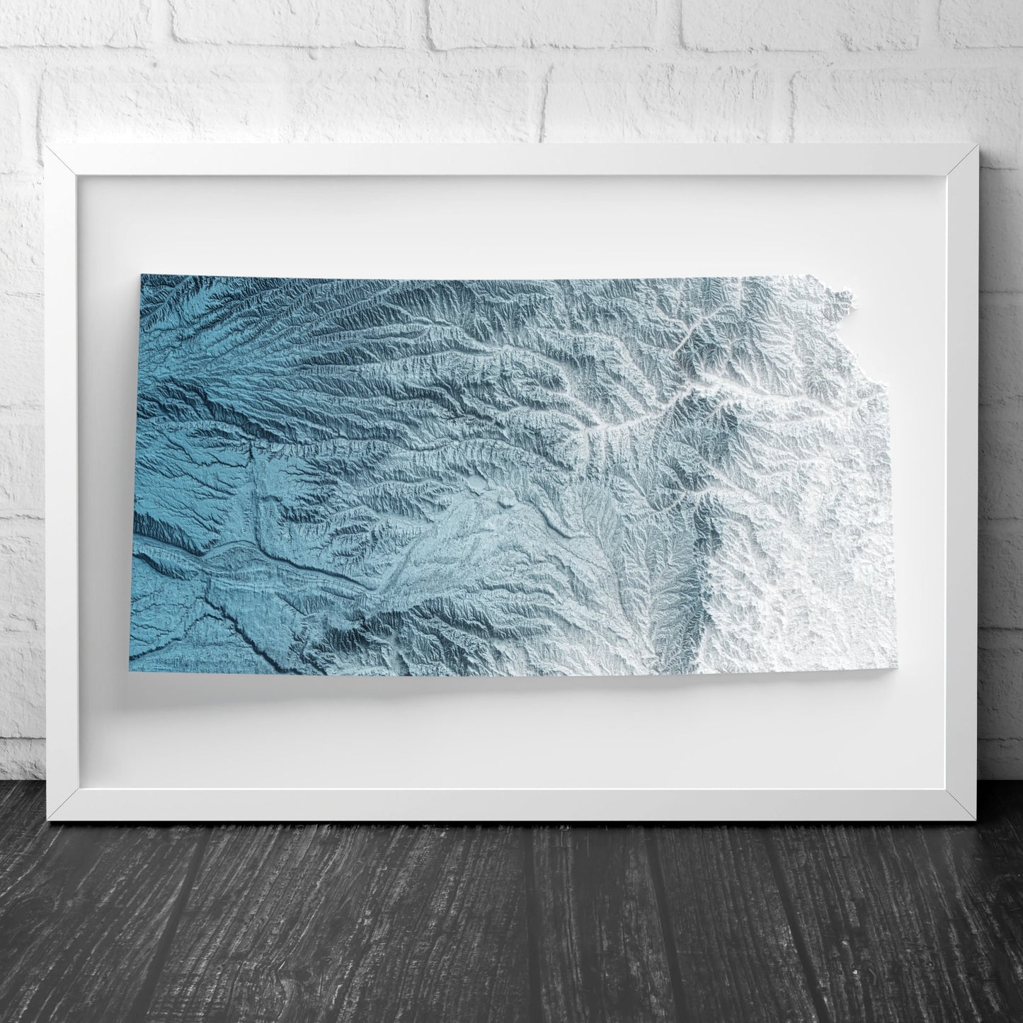 Kansas Art Relief Map - 2D Print - USA Geology - 2D Shaded Relief Map - United States of America