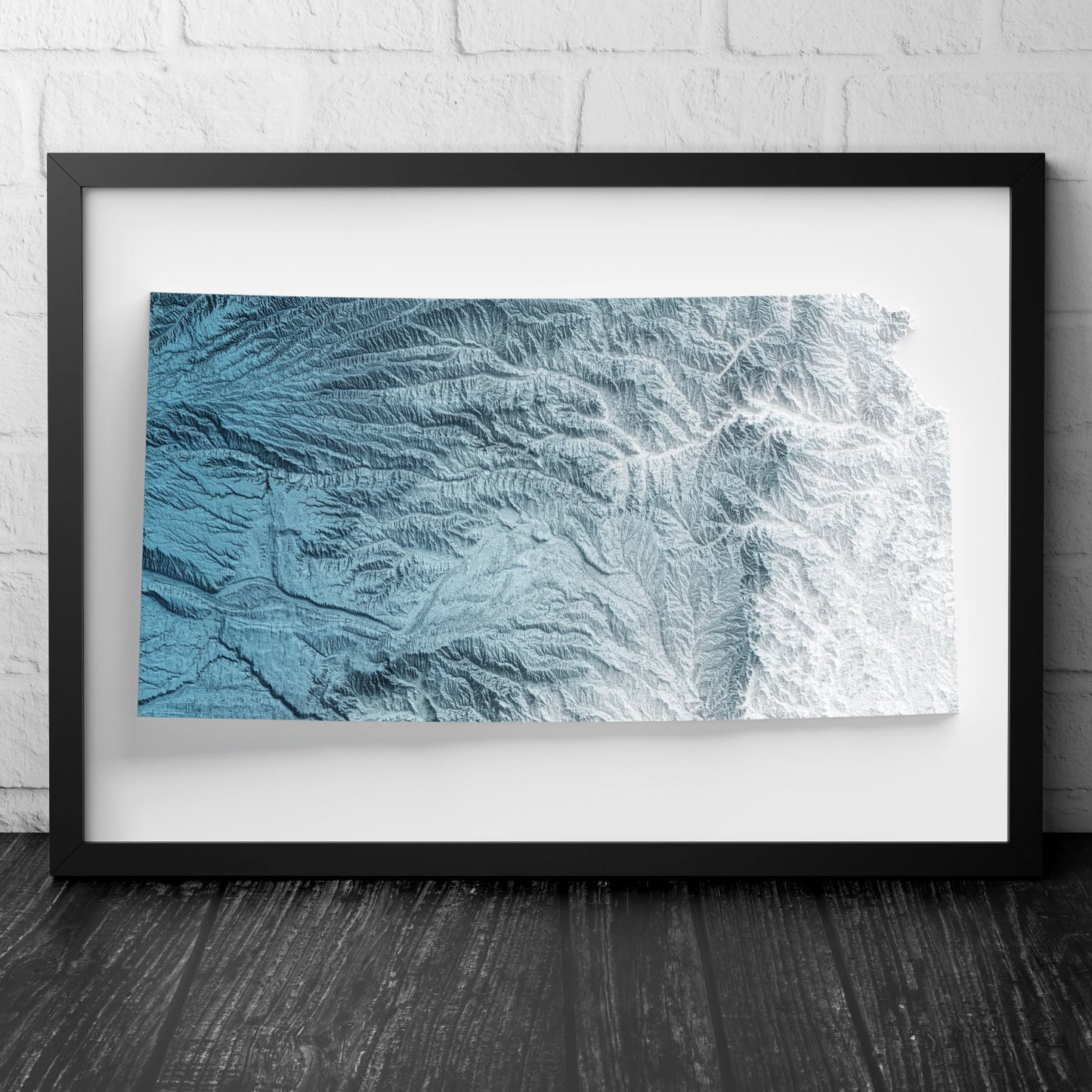 Kansas Art Relief Map - 2D Print - USA Geology - 2D Shaded Relief Map - United States of America