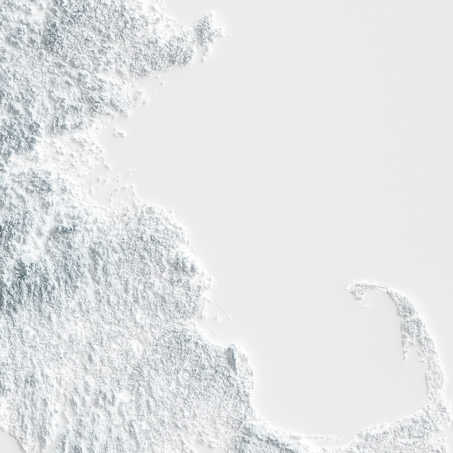 Massachusetts Art Relief Map - 2D Print - USA Geology - 2D Shaded Relief Map - United States of America