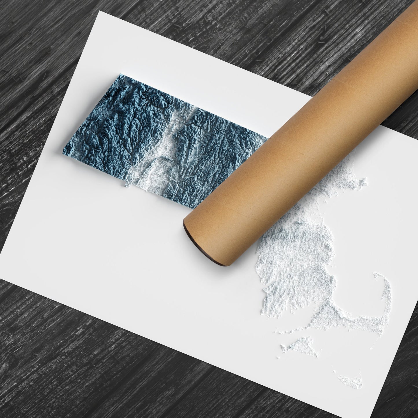 Massachusetts Art Relief Map - 2D Print - USA Geology - 2D Shaded Relief Map - United States of America