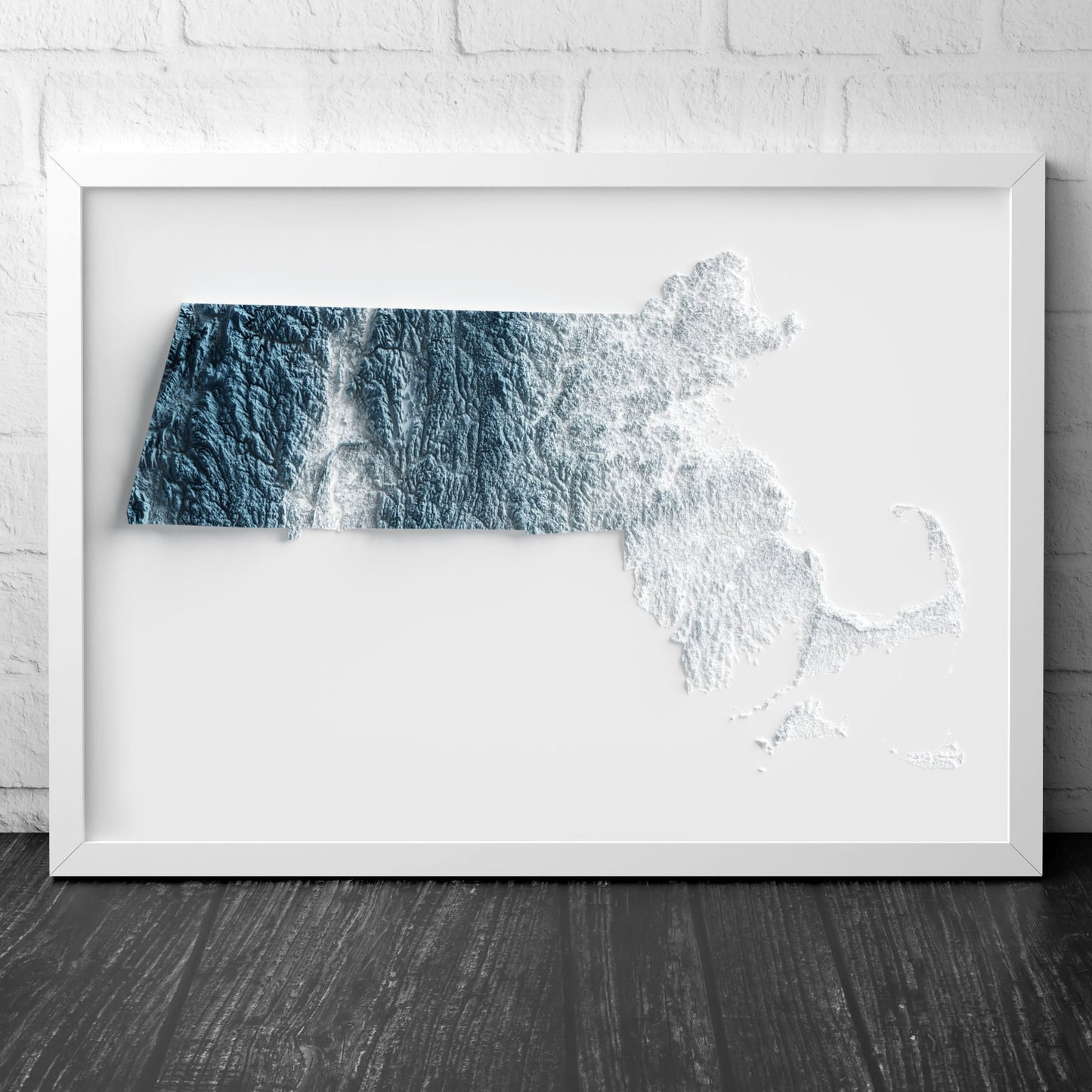 Massachusetts Art Relief Map - 2D Print - USA Geology - 2D Shaded Relief Map - United States of America