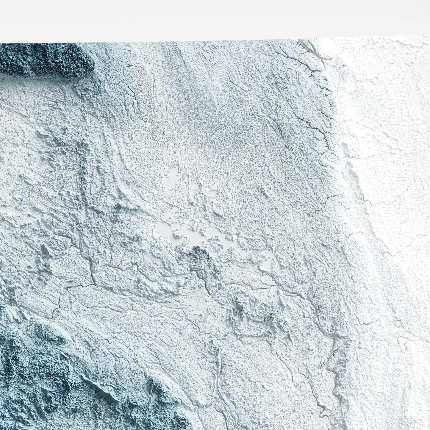 North Dakota Art Relief Map - 2D Print - USA Geology - 2D Shaded Relief Map - United States of America