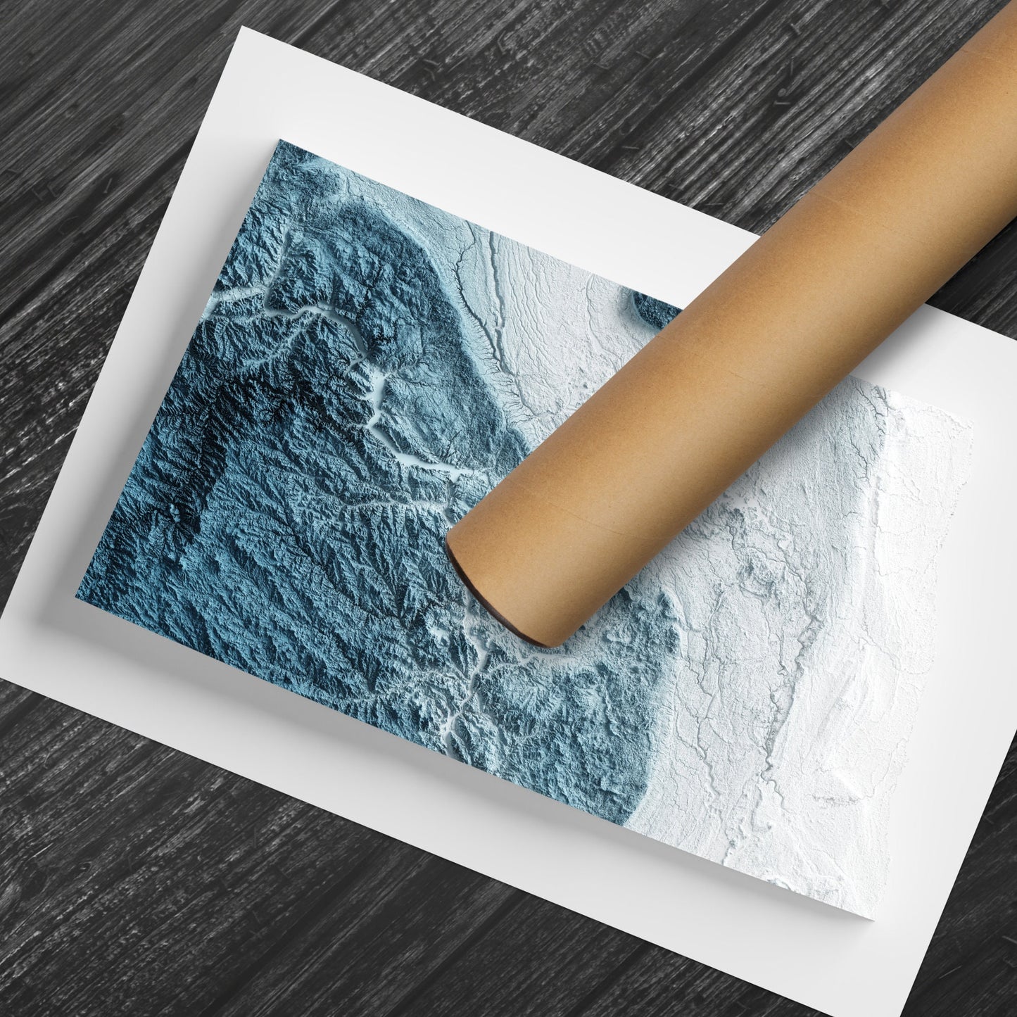 North Dakota Art Relief Map - 2D Print - USA Geology - 2D Shaded Relief Map - United States of America