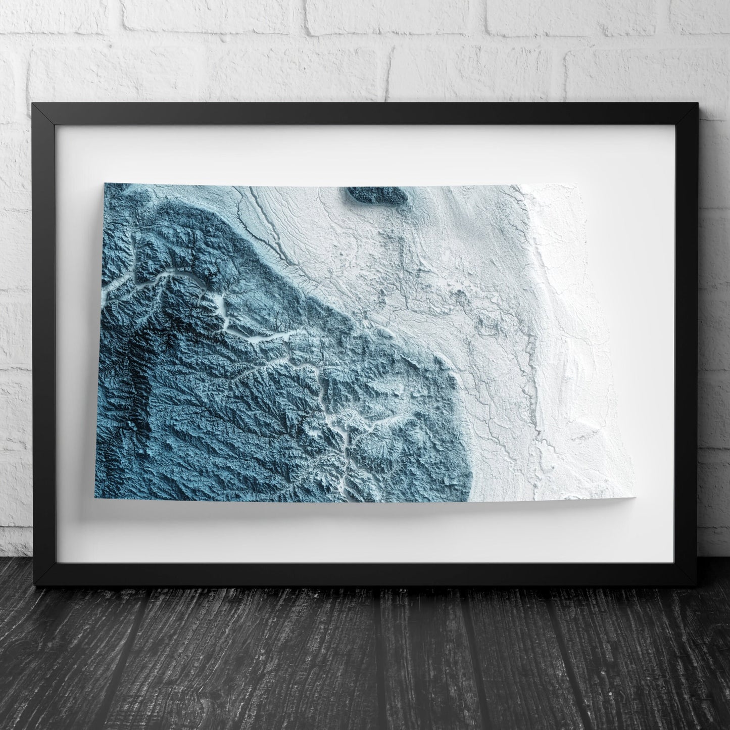 North Dakota Art Relief Map - 2D Print - USA Geology - 2D Shaded Relief Map - United States of America