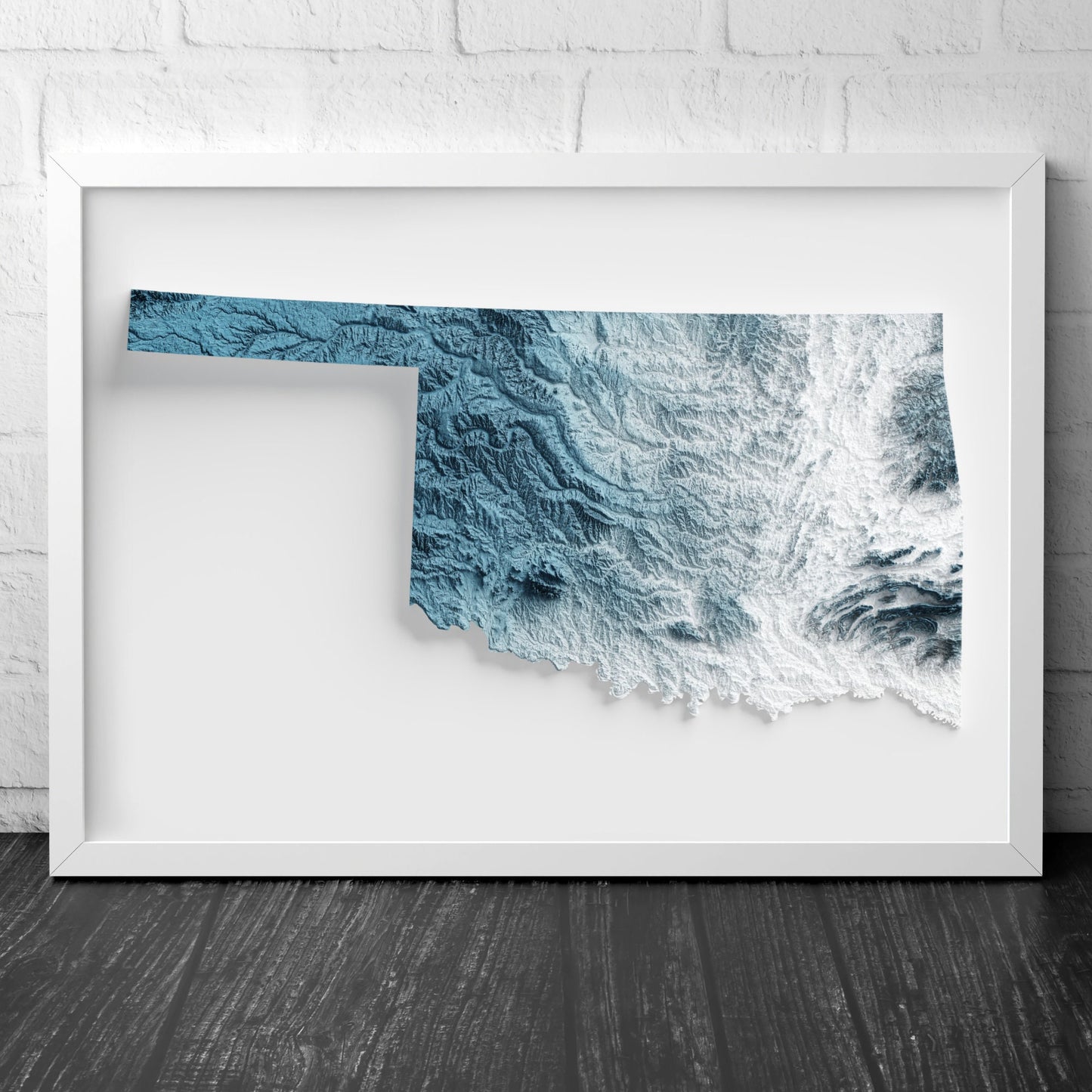 Oklahoma Art Relief Map - 2D Print - USA Geology - 2D Shaded Relief Map - United States of America