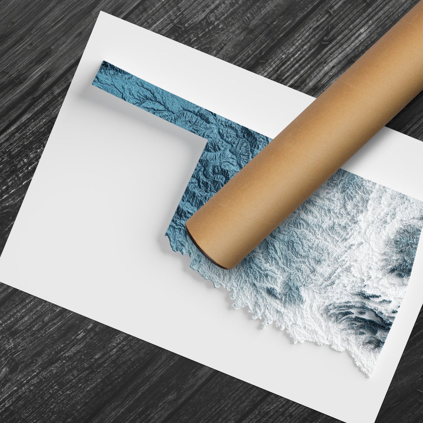 Oklahoma Art Relief Map - 2D Print - USA Geology - 2D Shaded Relief Map - United States of America