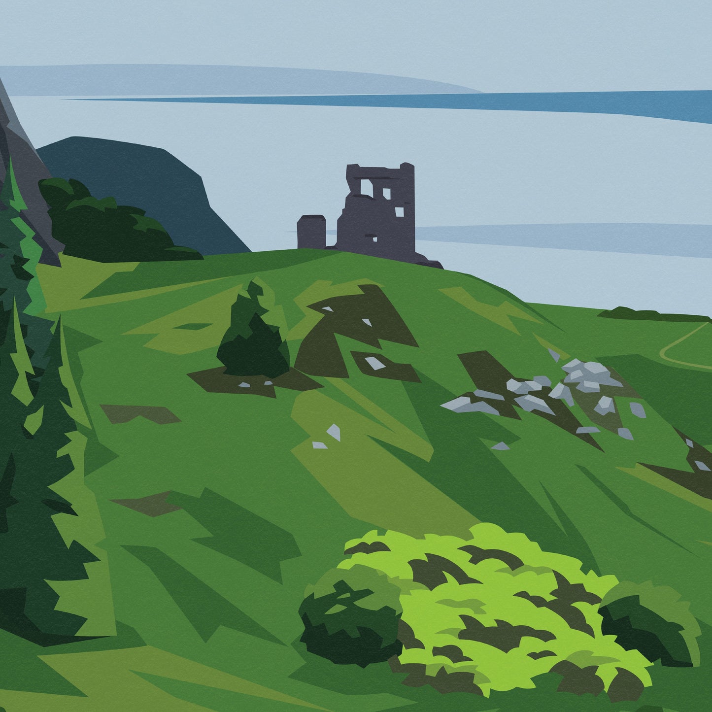 Holyrood Park, Edinburgh Travel Poster - Swans on St. Margaret's Loch - St Anthony's Chapel Ruin - Arthur's Seat - #scotland Gift