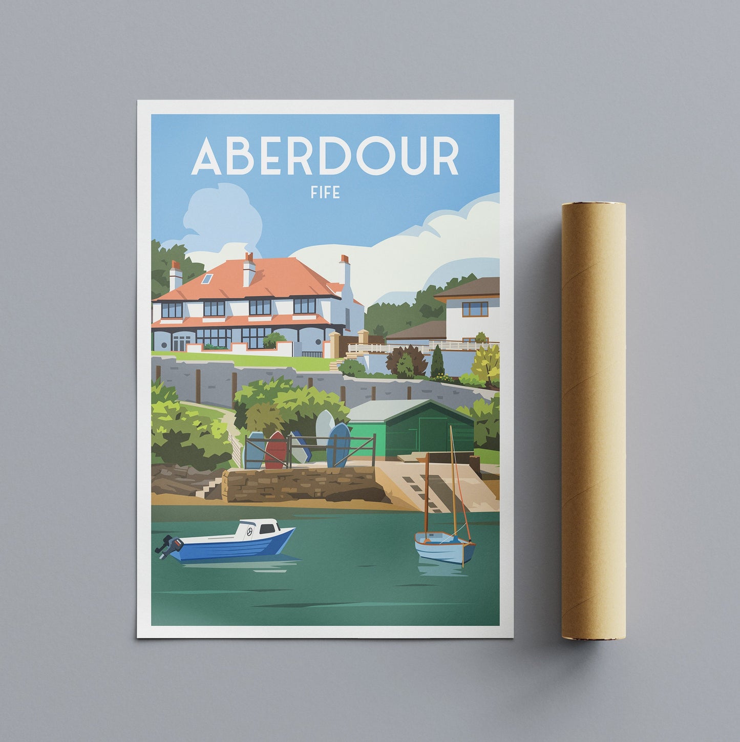 Aberdour Print - Harbour - Fife Coastal Path - Scotland Wall Art - Travel Poster