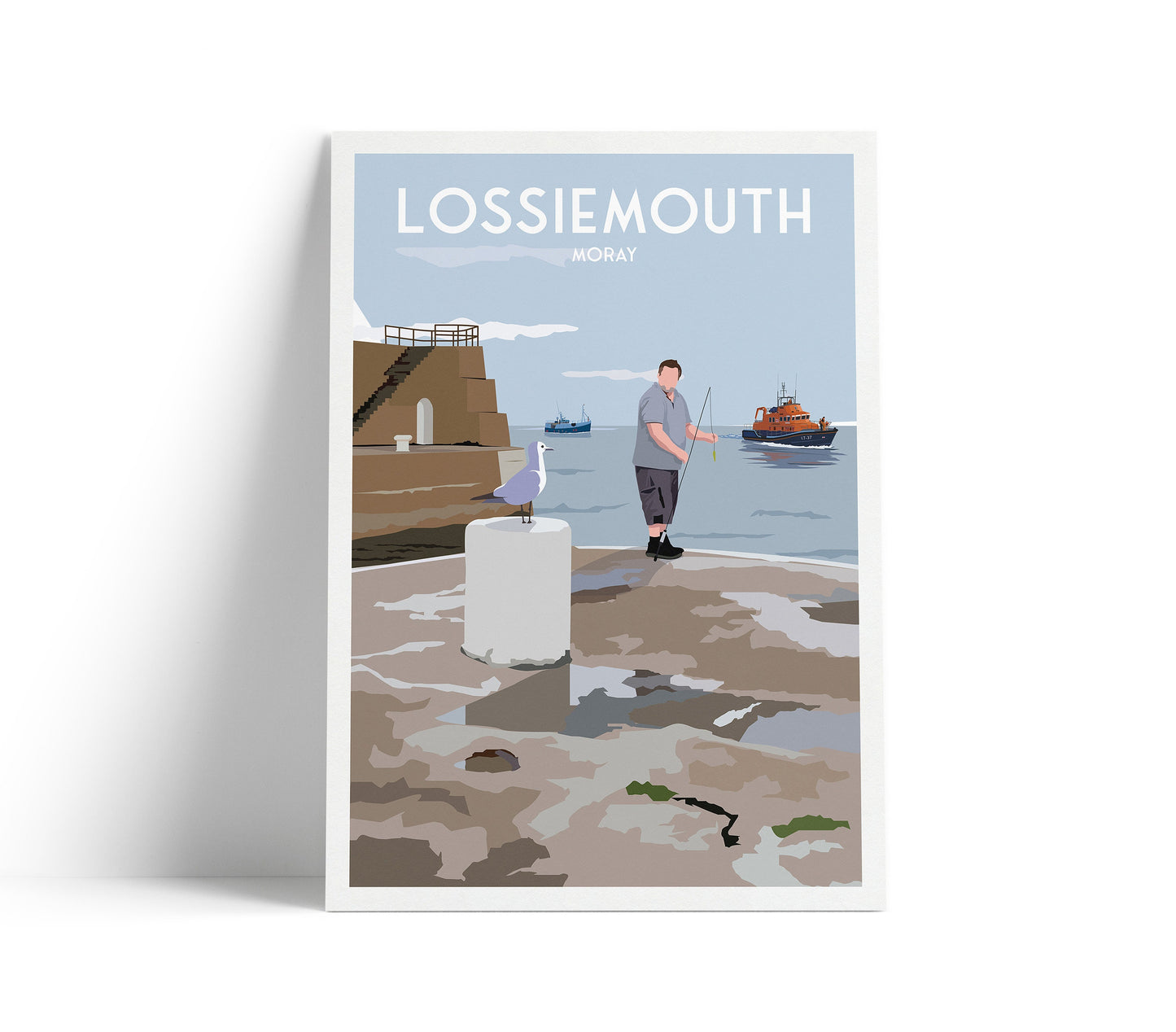 Lossiemouth Print - Fishing - Harbour - Moray Travel Poster - Scotland