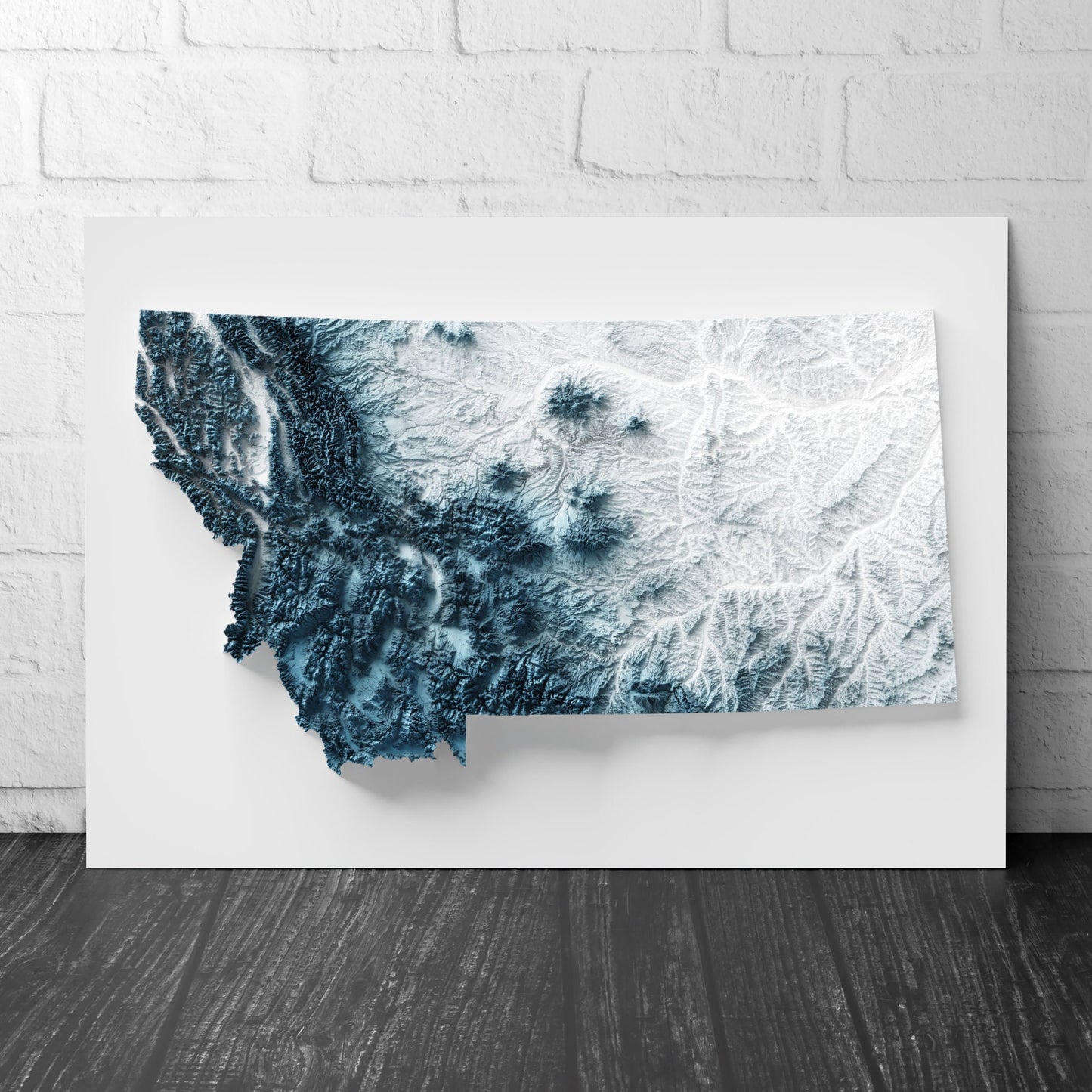 Montana Art Relief Map - 2D Print - USA Geology - 2D Shaded Relief Map - United States of America
