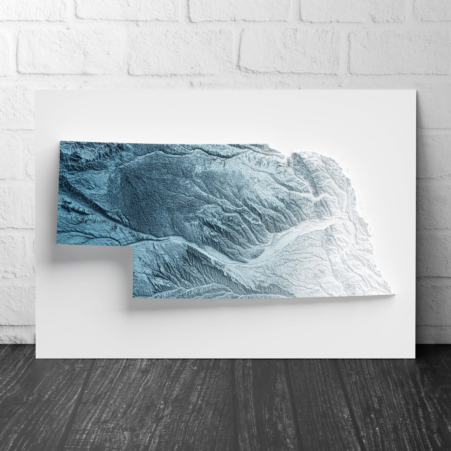Nebraska Art Relief Map - 2D Print - USA Geology - 2D Shaded Relief Map - United States of America