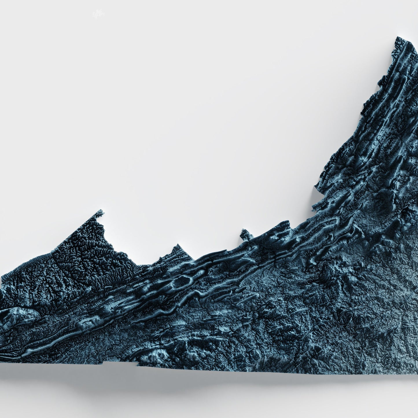 Virginia Art Relief Map - 2D Print - USA Geology - 2D Shaded Relief Map - United States of America