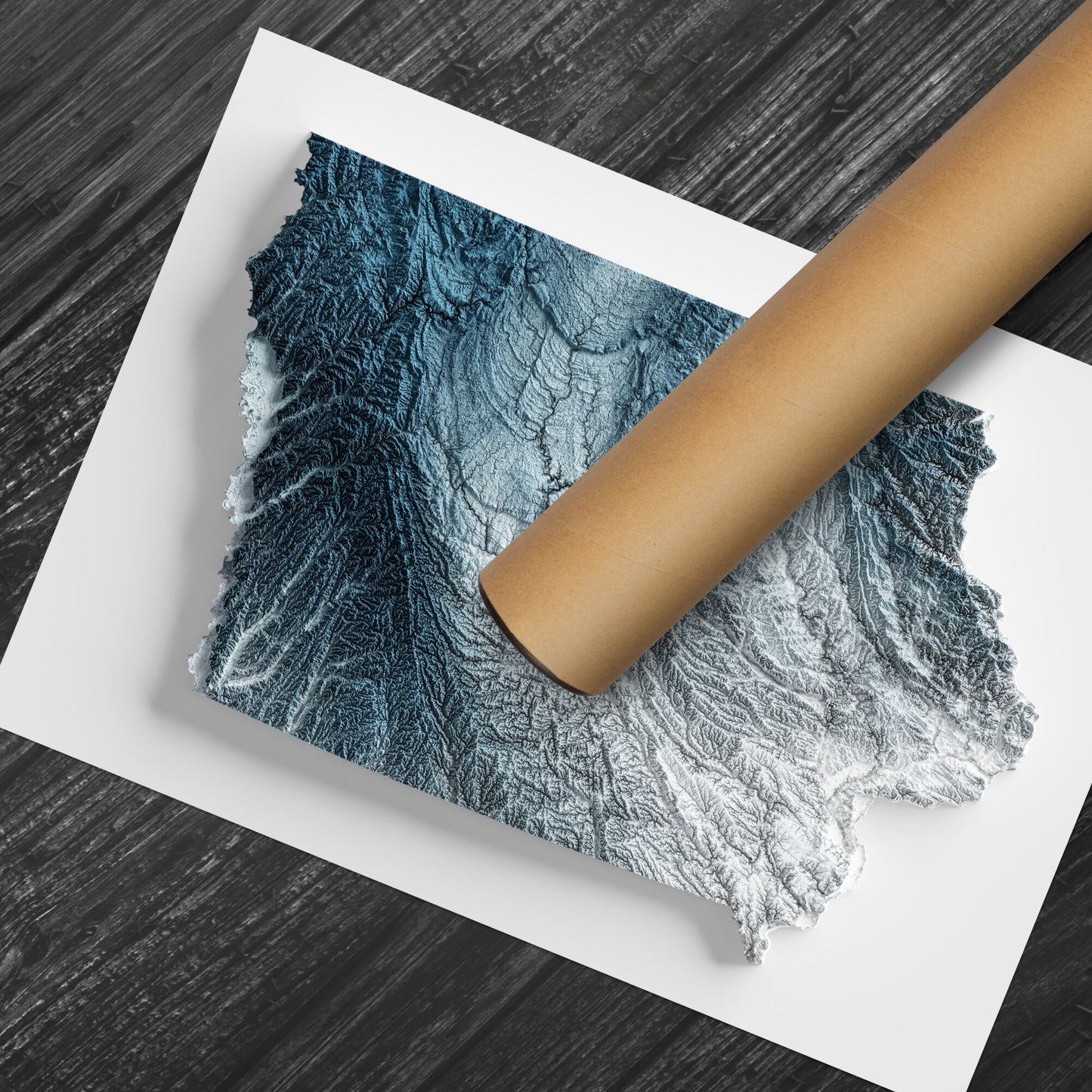 Iowa Art Relief Map - 2D Print - USA Geology - 2D Shaded Relief Map - United States of America