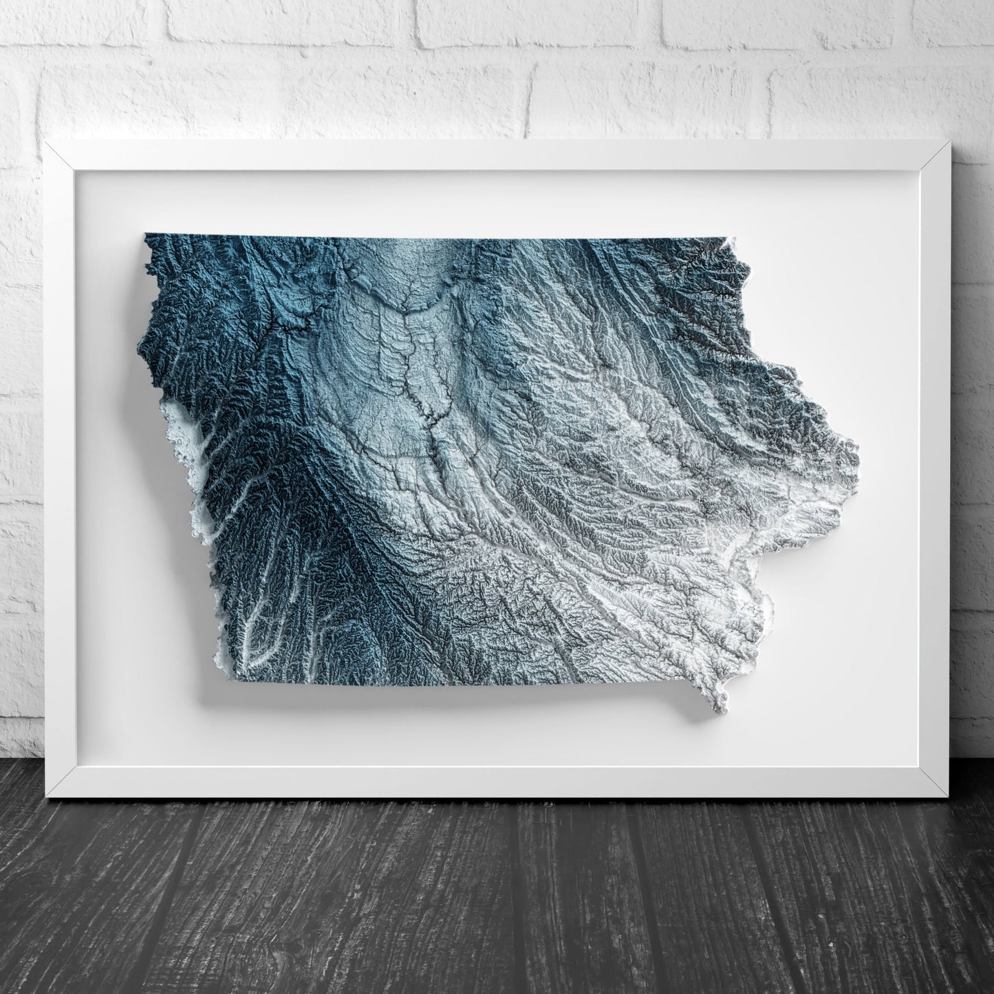 Iowa Art Relief Map - 2D Print - USA Geology - 2D Shaded Relief Map - United States of America