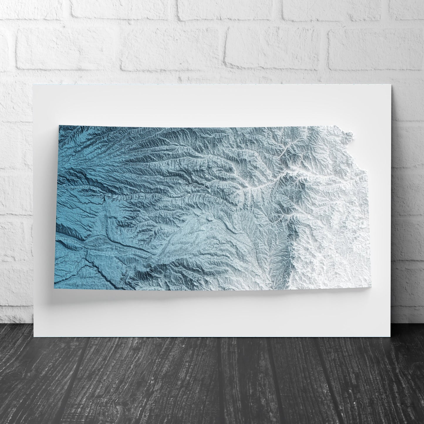Kansas Art Relief Map - 2D Print - USA Geology - 2D Shaded Relief Map - United States of America