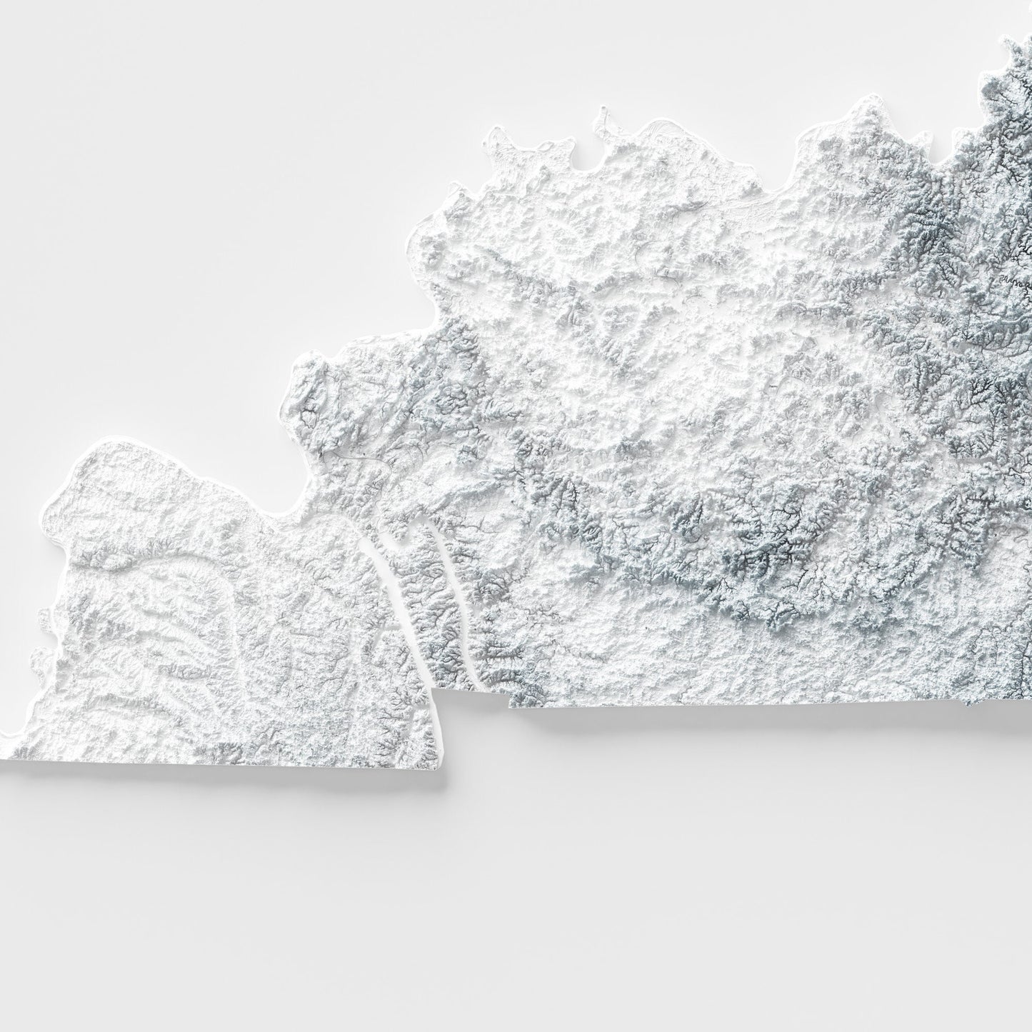 Kentucky Art Relief Map - 2D Print - USA Geology - 2D Shaded Relief Map - United States of America