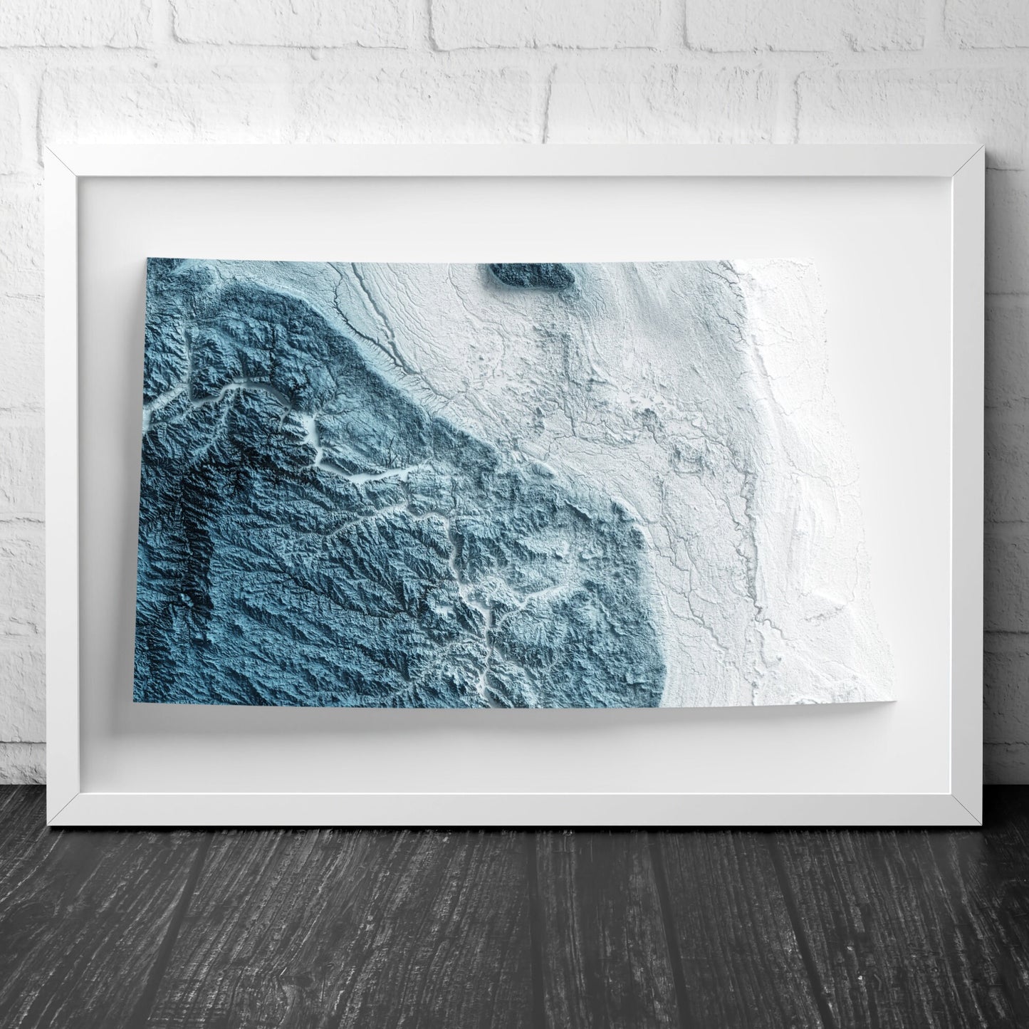 North Dakota Art Relief Map - 2D Print - USA Geology - 2D Shaded Relief Map - United States of America