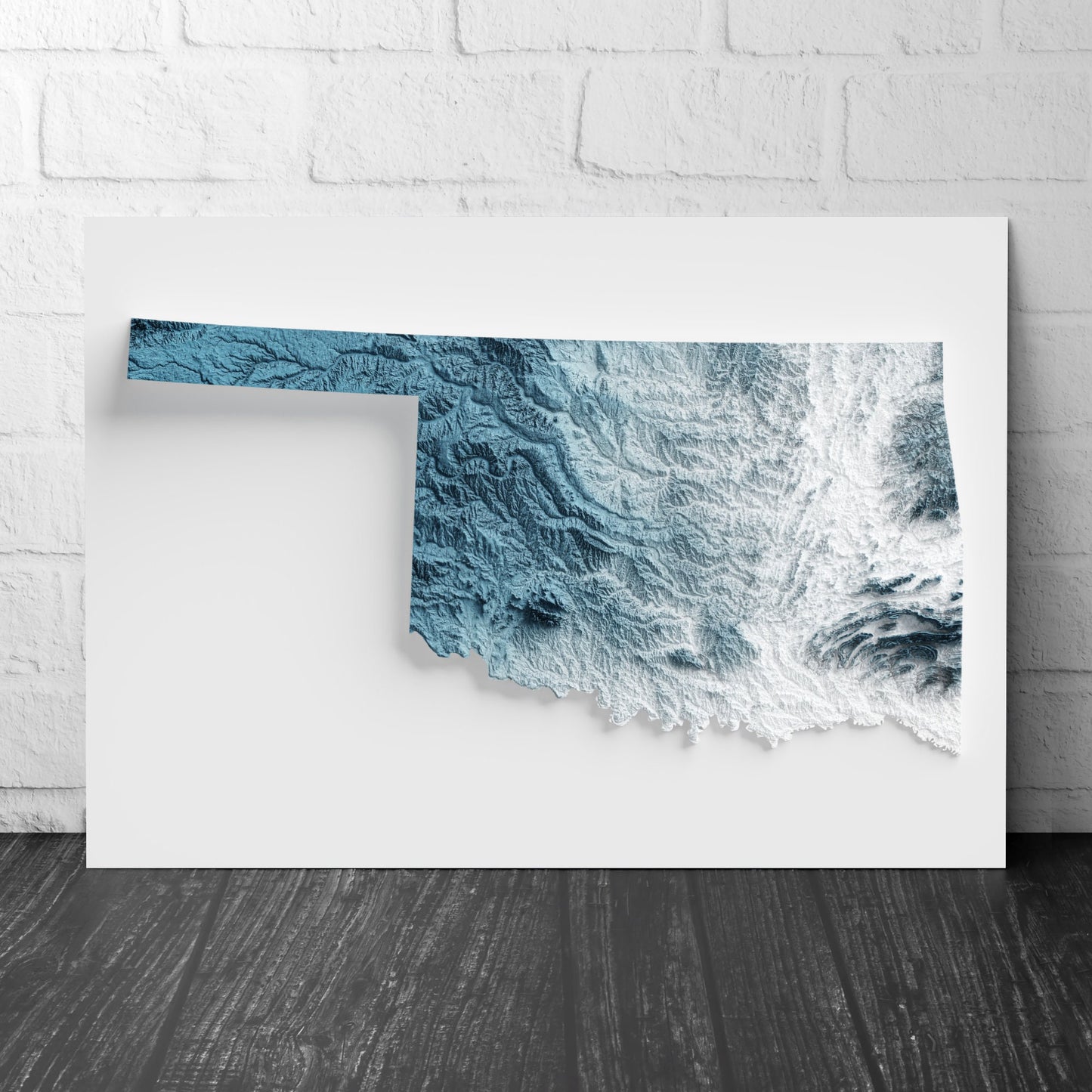 Oklahoma Art Relief Map - 2D Print - USA Geology - 2D Shaded Relief Map - United States of America