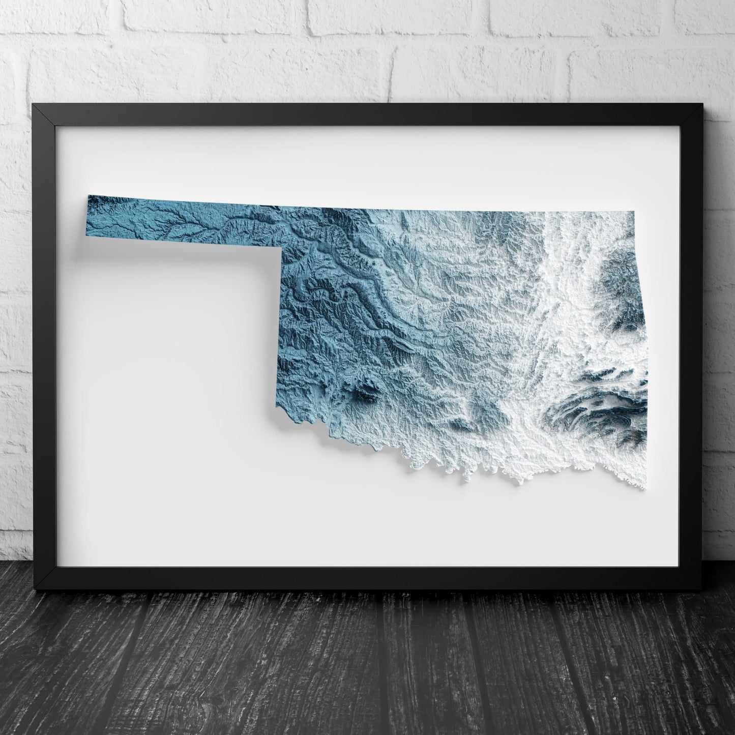 Oklahoma Art Relief Map - 2D Print - USA Geology - 2D Shaded Relief Map - United States of America