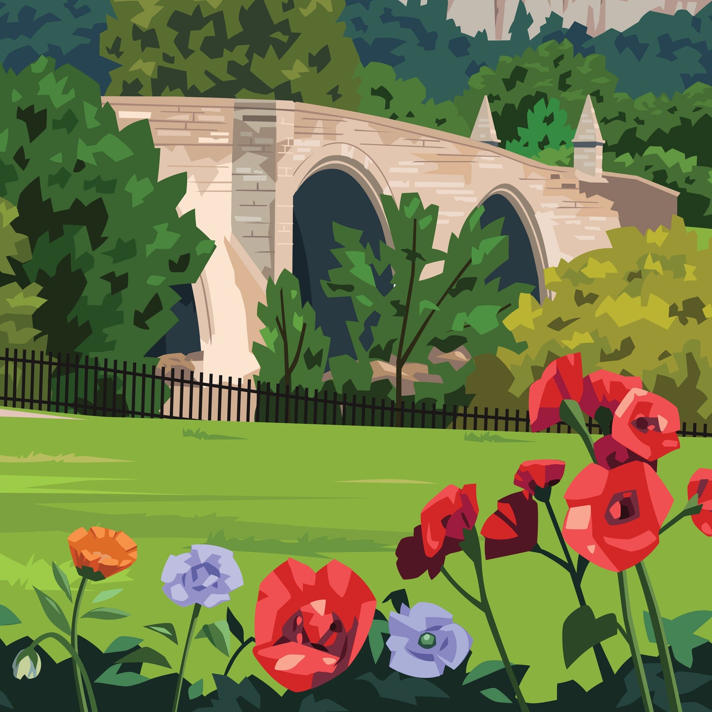 Stirling Travel Poster - Wallace Monument - Old Bridge - Scotland Print