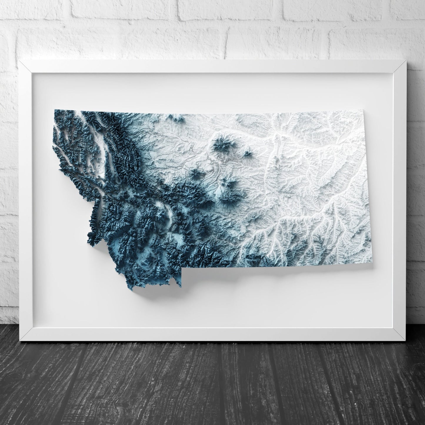 Montana Art Relief Map - 2D Print - USA Geology - 2D Shaded Relief Map - United States of America