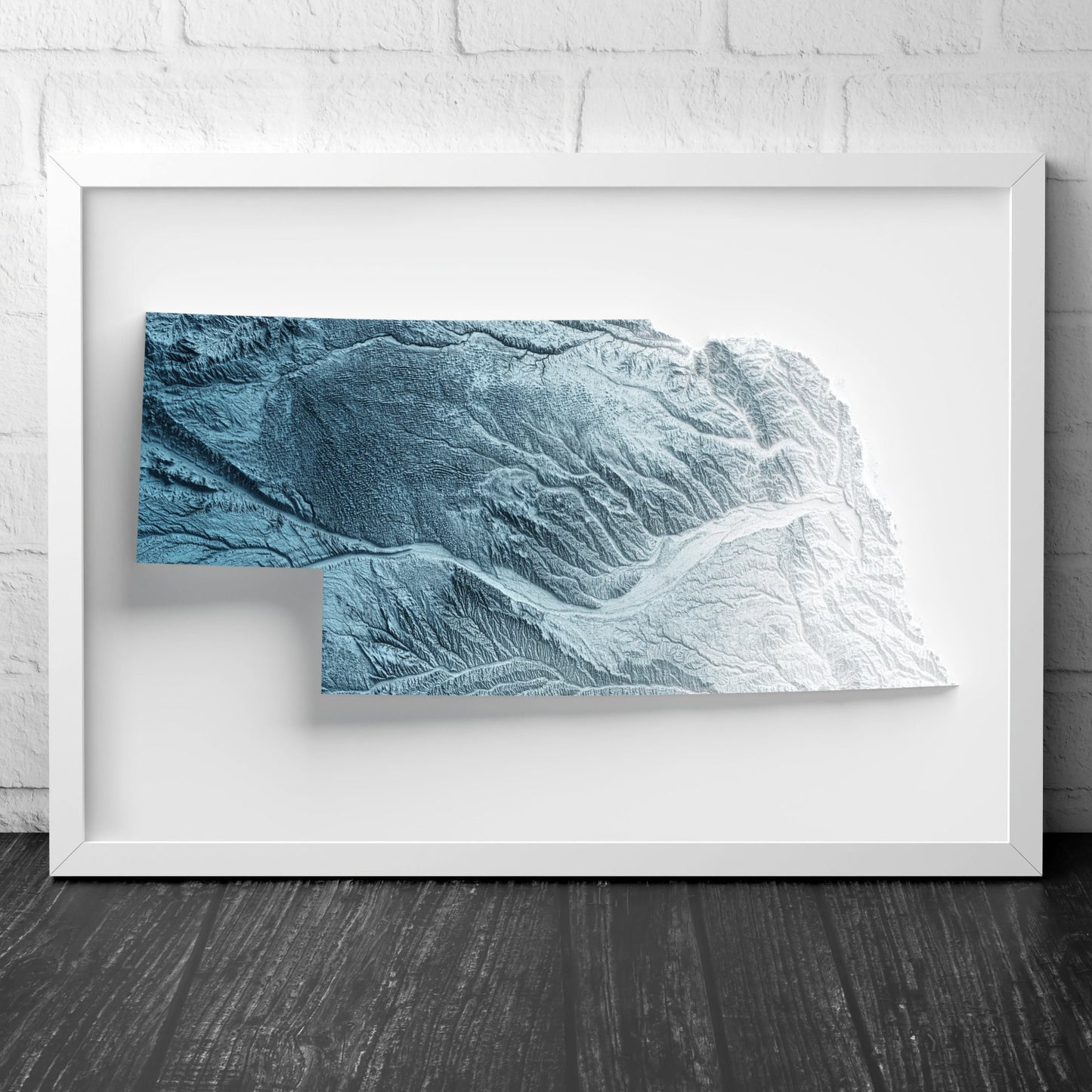 Nebraska Art Relief Map - 2D Print - USA Geology - 2D Shaded Relief Map - United States of America