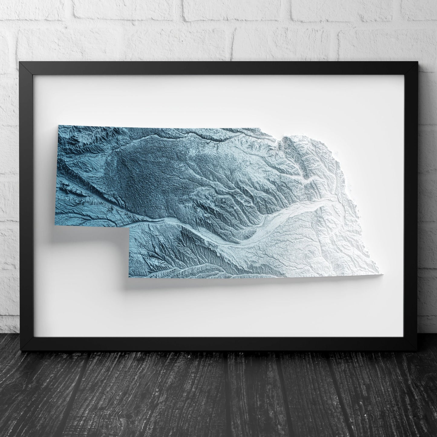 Nebraska Art Relief Map - 2D Print - USA Geology - 2D Shaded Relief Map - United States of America
