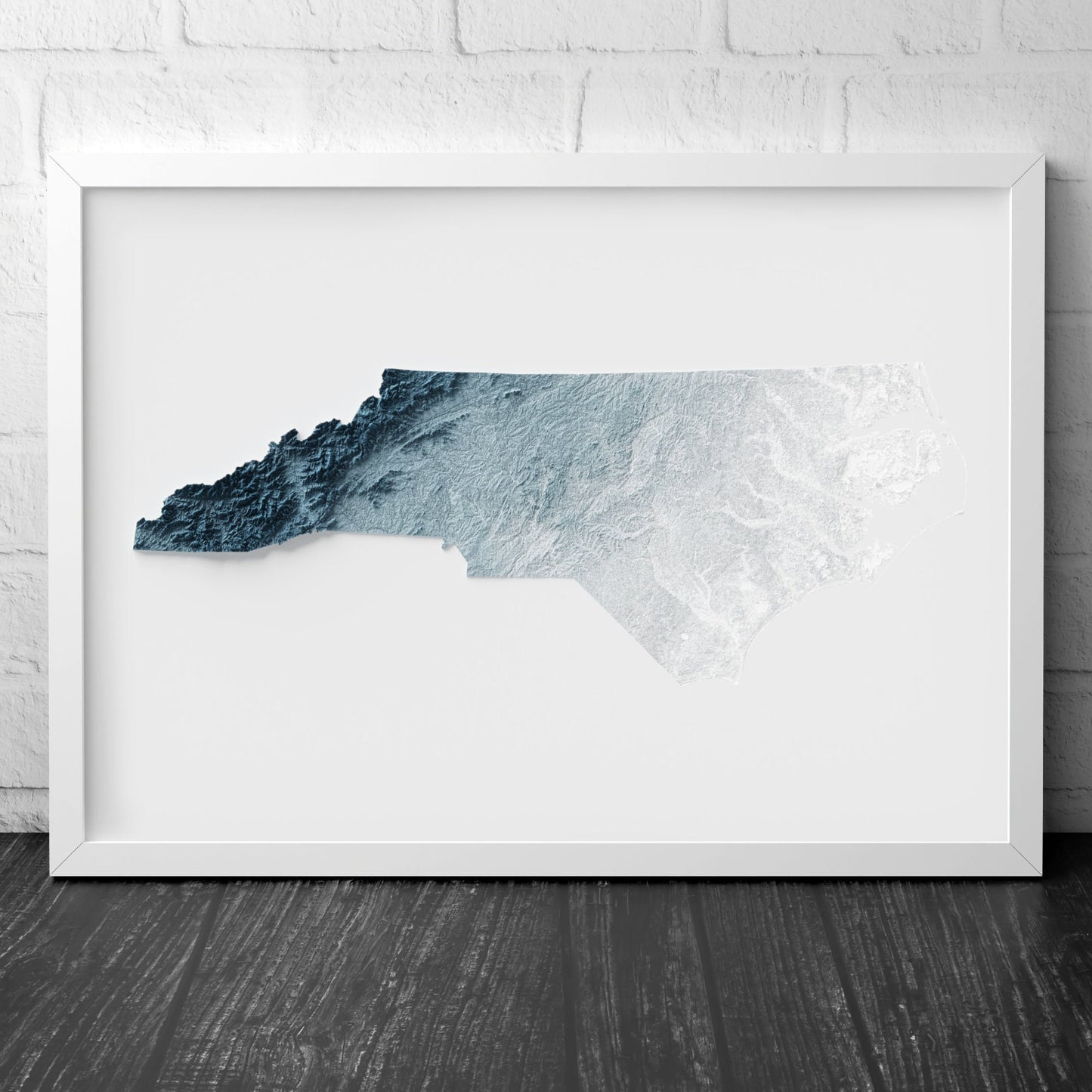 North Carolina Art Relief Map - 2D Print - USA Geology - 2D Shaded Relief Map - United States of America