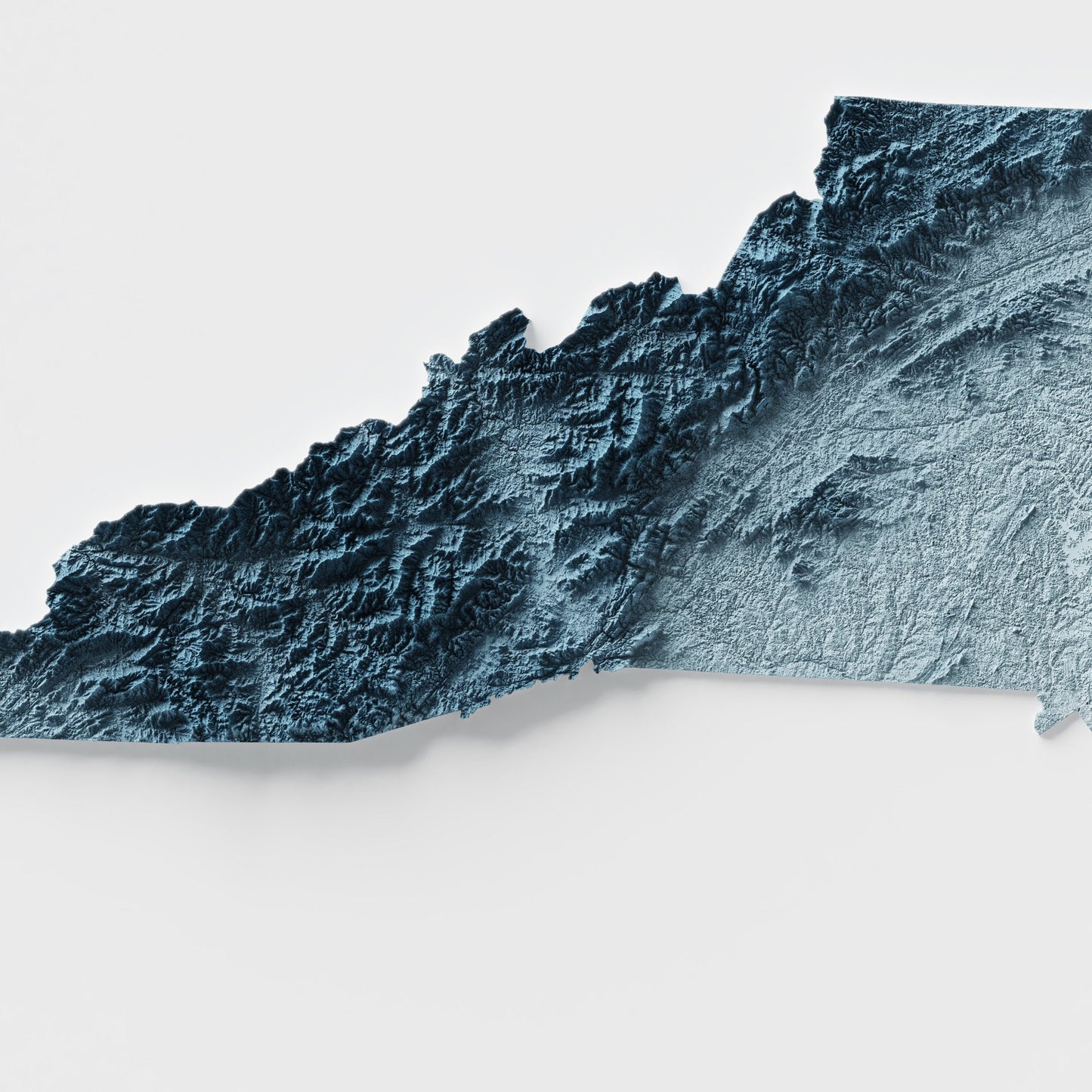 North Carolina Art Relief Map - 2D Print - USA Geology - 2D Shaded Relief Map - United States of America