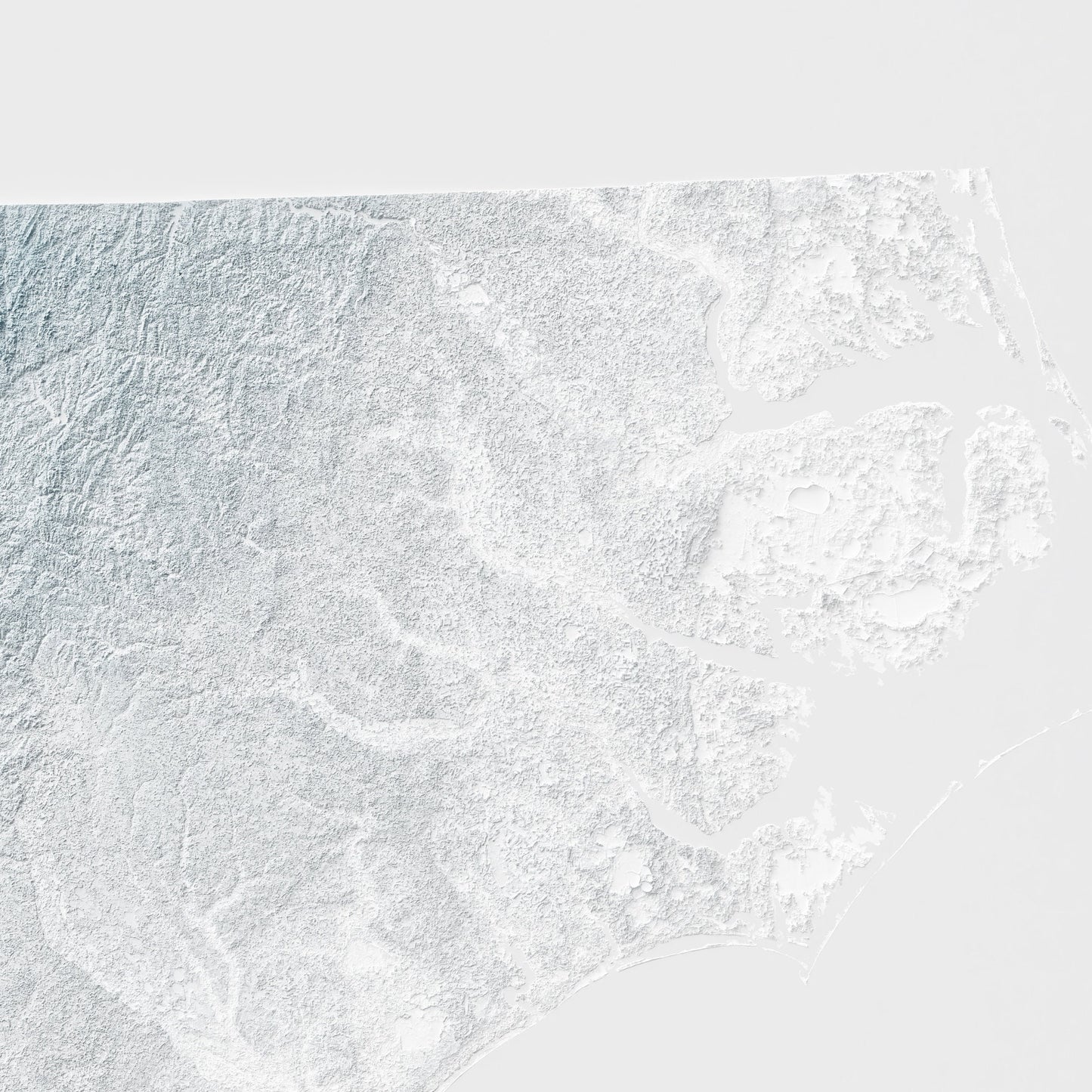 North Carolina Art Relief Map - 2D Print - USA Geology - 2D Shaded Relief Map - United States of America
