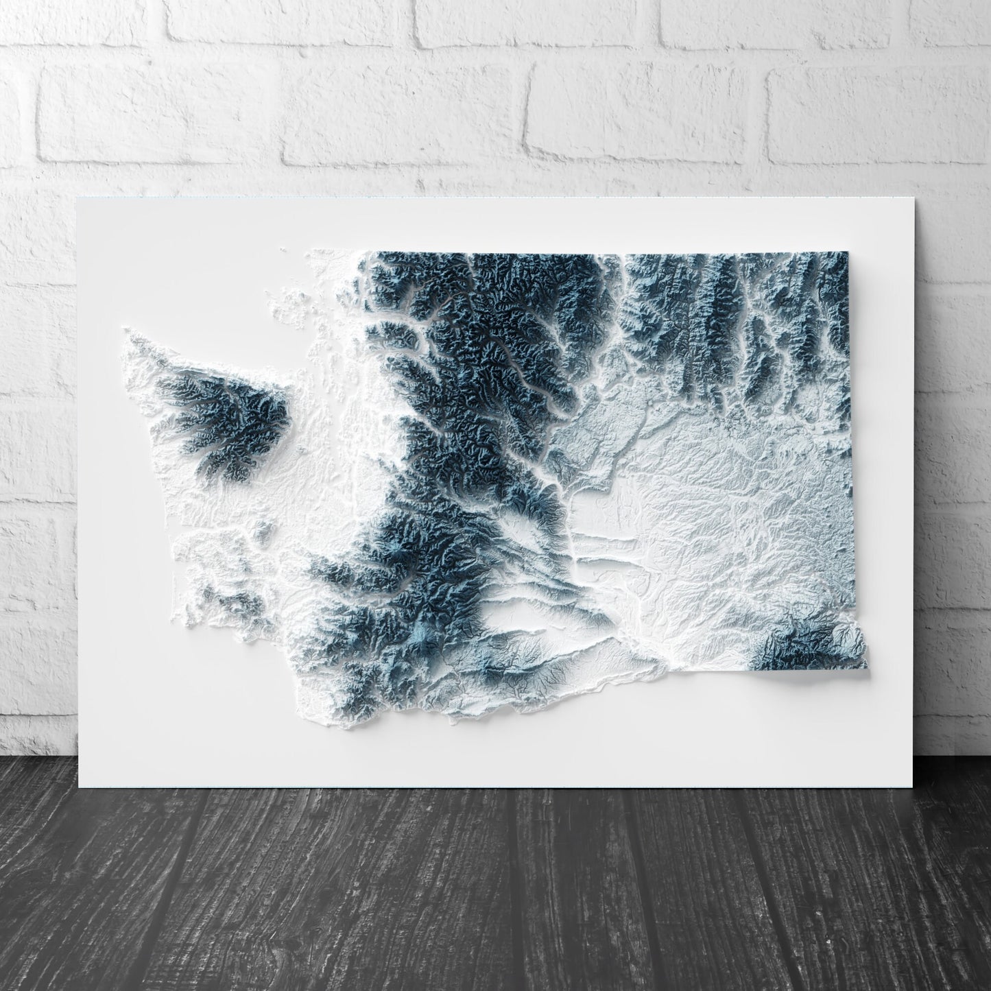 Washington Art Relief Map - 2D Print - USA Geology - 2D Shaded Relief Map - United States of America