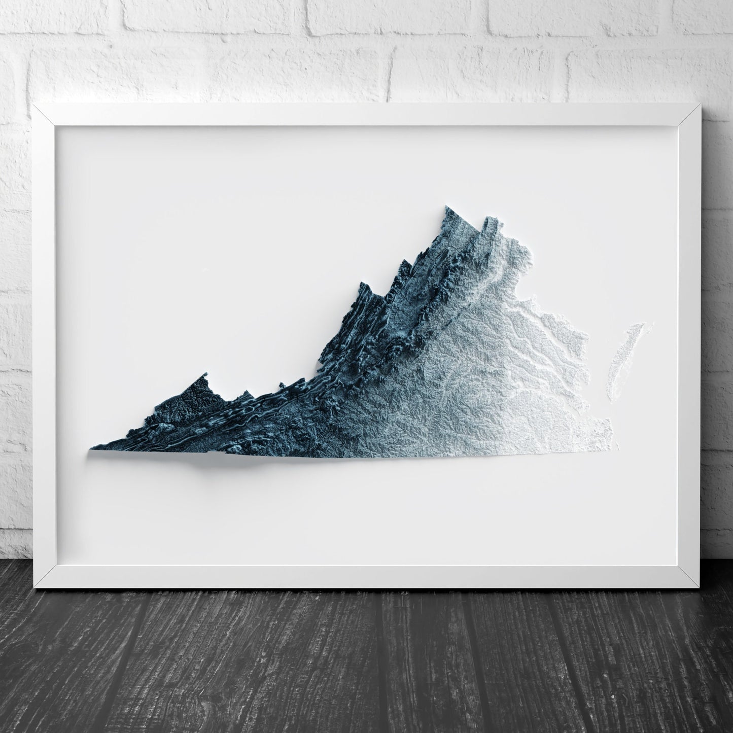 Virginia Art Relief Map - 2D Print - USA Geology - 2D Shaded Relief Map - United States of America