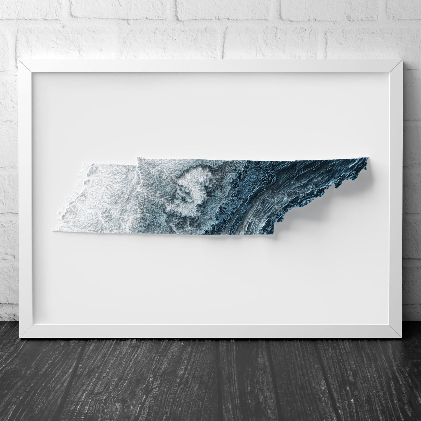 Tennessee Art Relief Map - 2D Print - USA Geology - 2D Shaded Relief Map - United States of America
