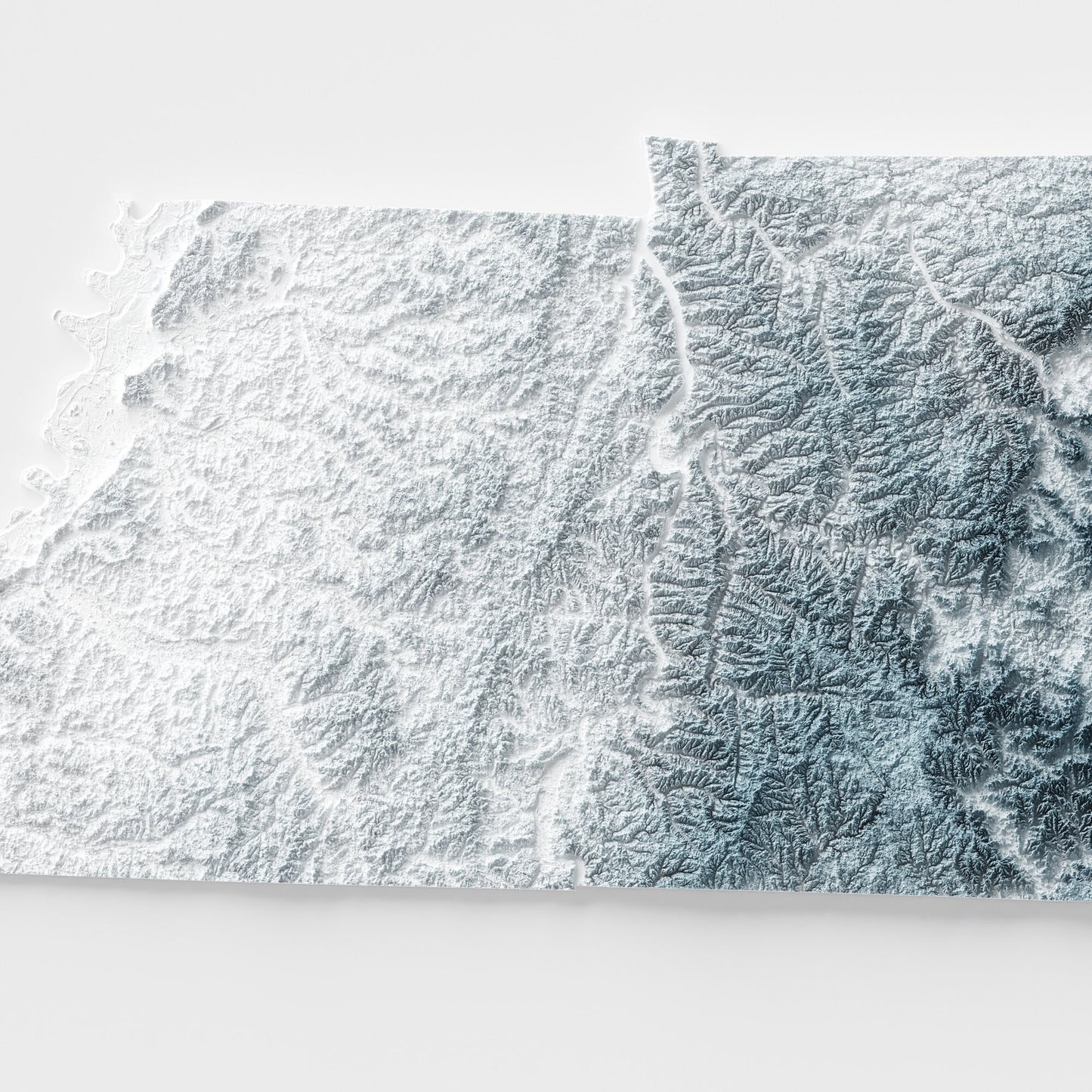 Tennessee Art Relief Map - 2D Print - USA Geology - 2D Shaded Relief Map - United States of America