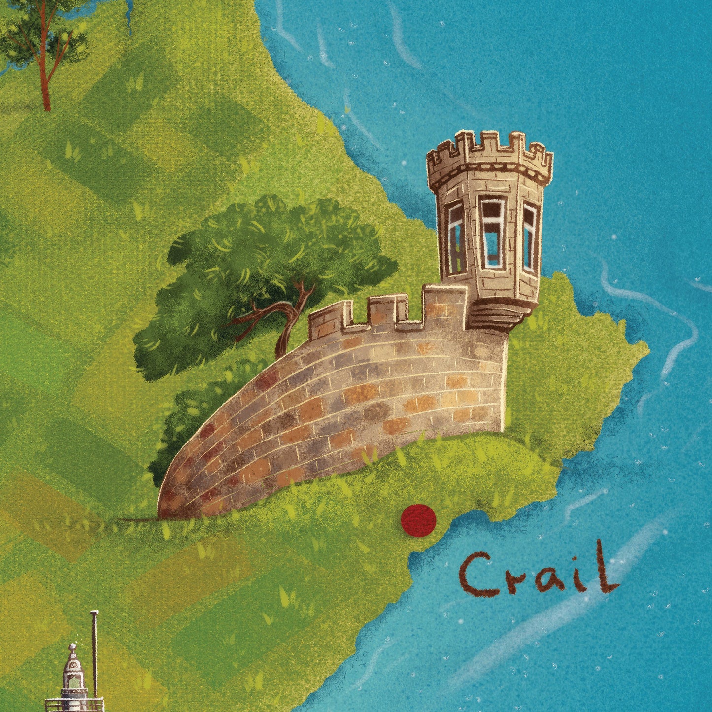 New East Neuk of Fife Illustrated Map | Elie | Pittenweem | Anstruther | Crail | St Andrews | Isle of May | Whimsical Print
