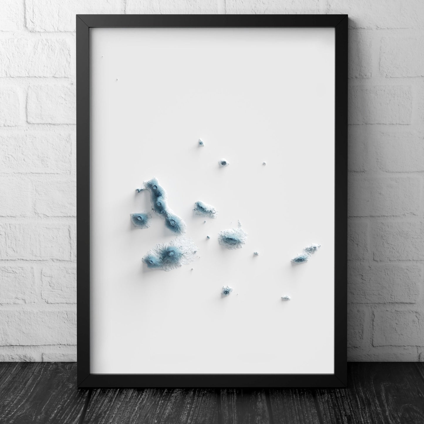 Galapagos Islands Artistic Relief Map - Unique 2D Wall Decor - Geology - 2D Shaded Relief Map