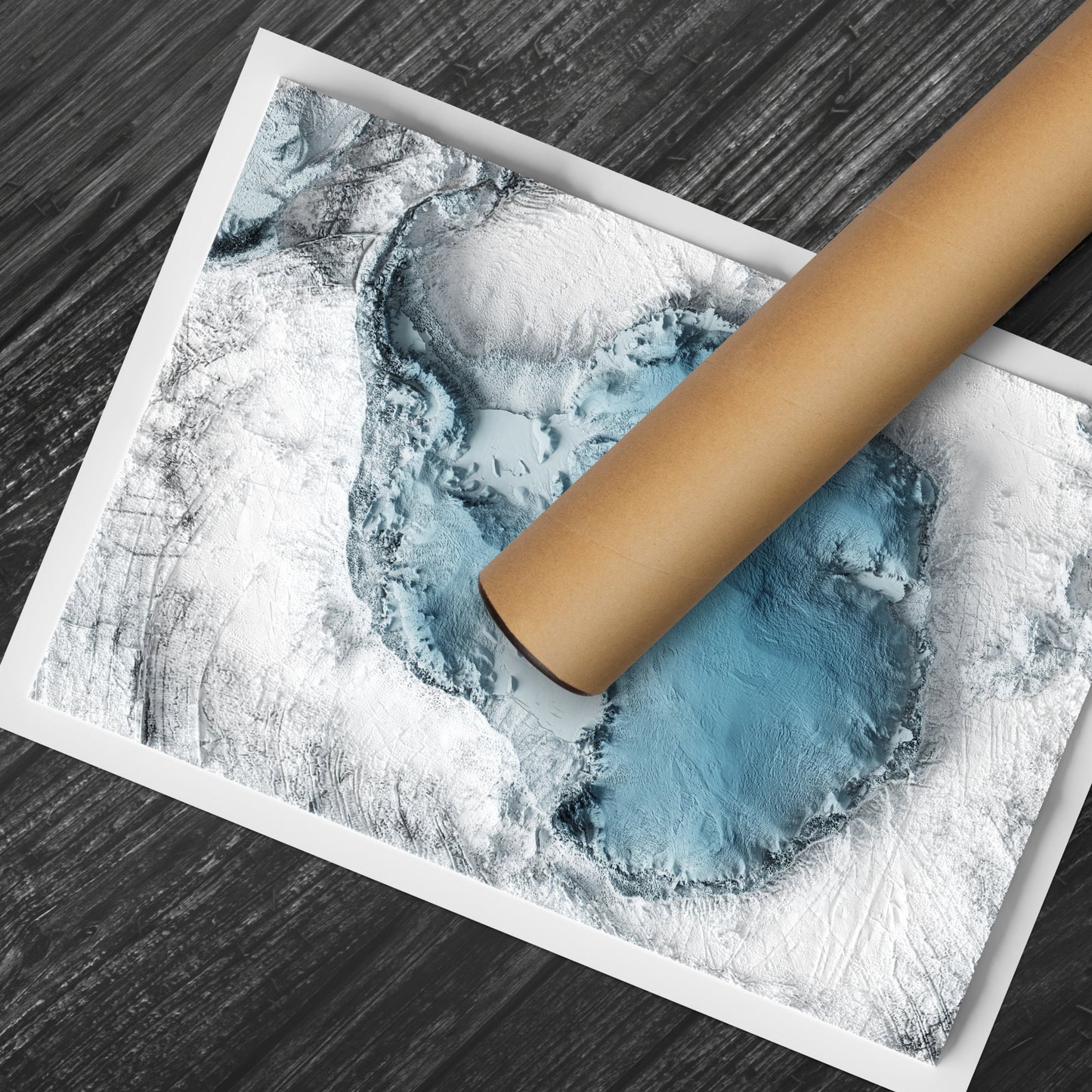 Antarctica Art Relief Map - 2D Bathymetric Print - South Pole Geology - 2D Shaded Relief Map