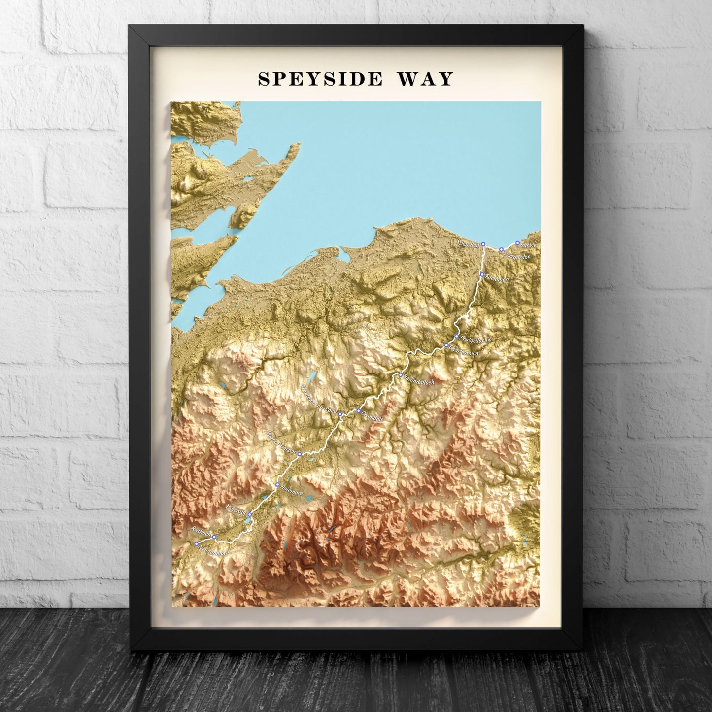 The Speyside Way Map Print | Scottish Trails | Newtonmore, Kincraig., Boat of Garten, Grantown on Spey, Ballindalloch, Craigellachie