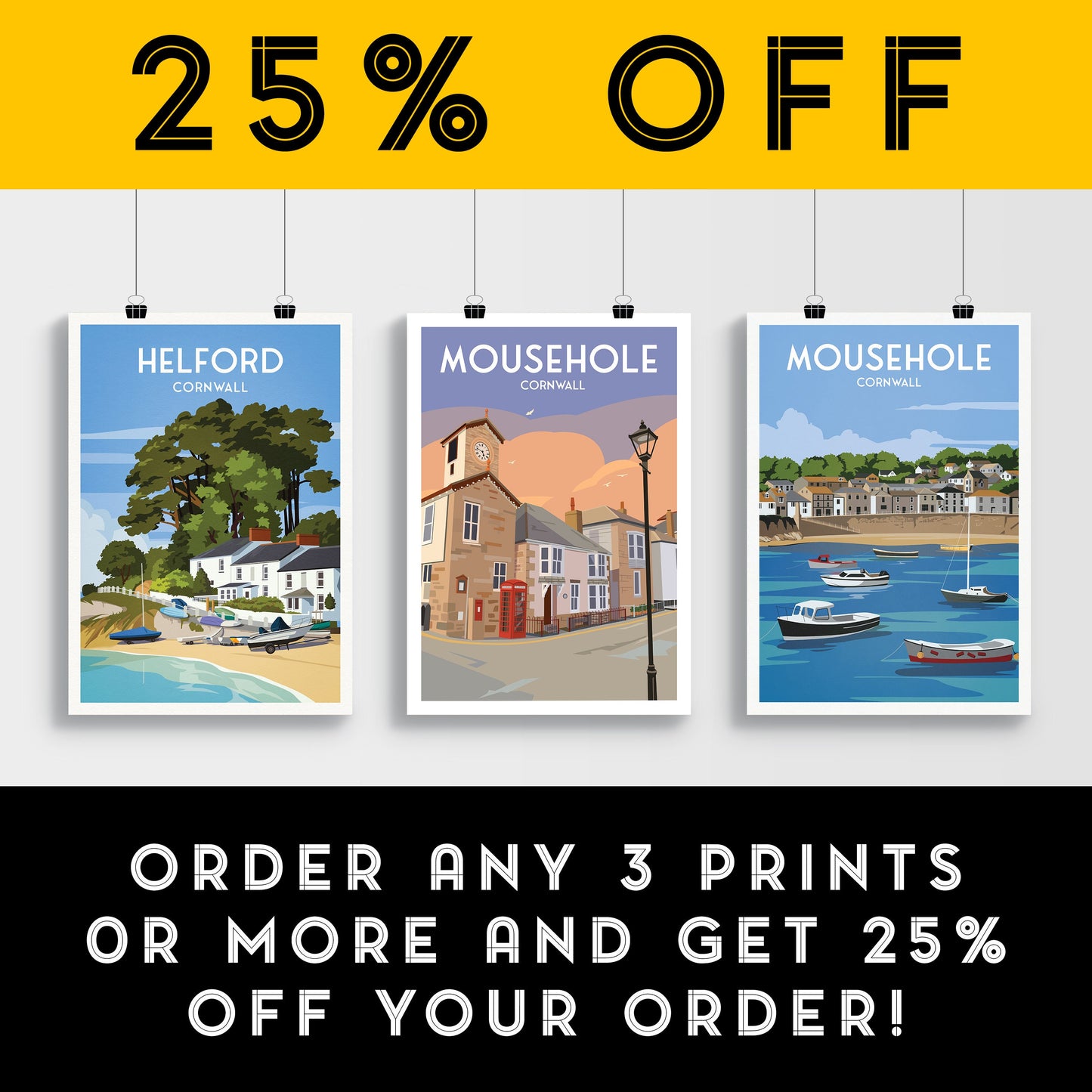 Mousehole Print - Cornwall Travel Poster - England - Mousehole Harbour