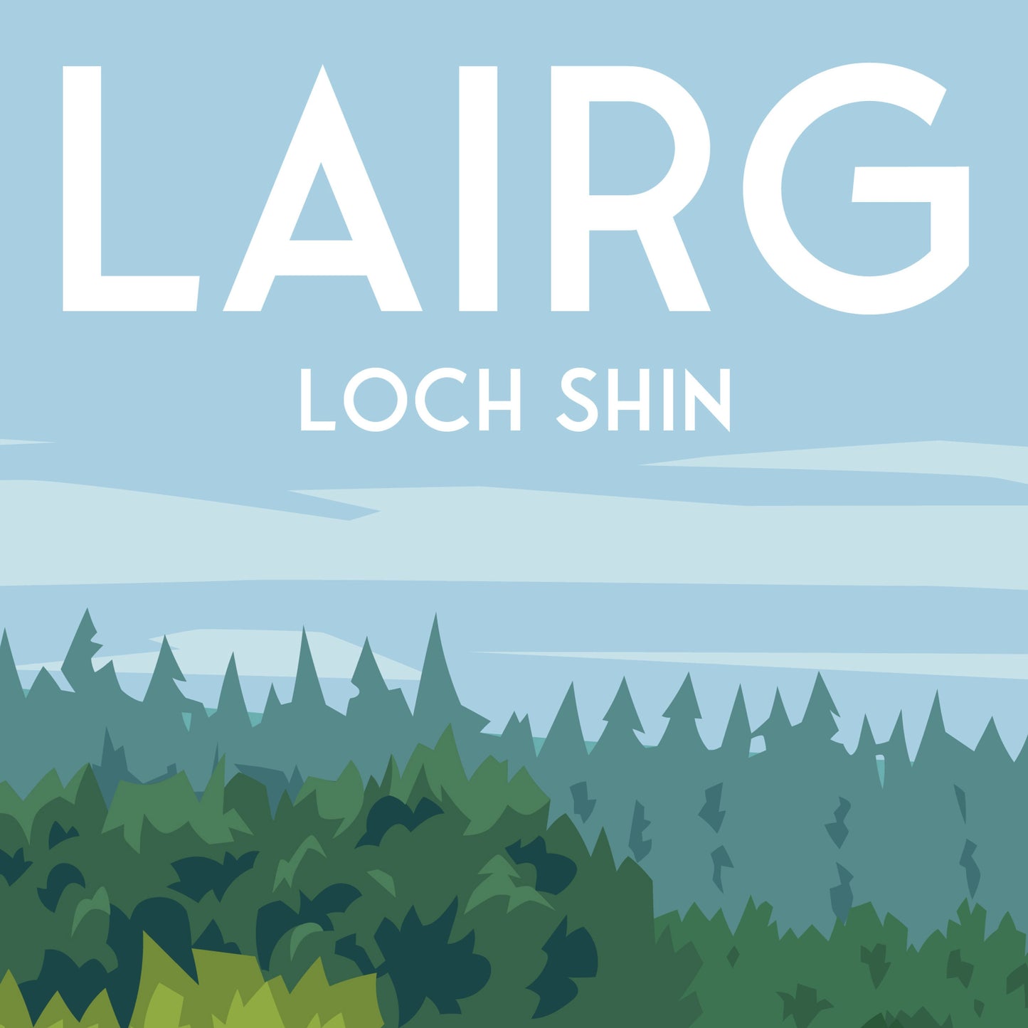 Lairg Travel Poster - Loch Shin Print - The Wee Hoose - Sutherland - Broons Hoose